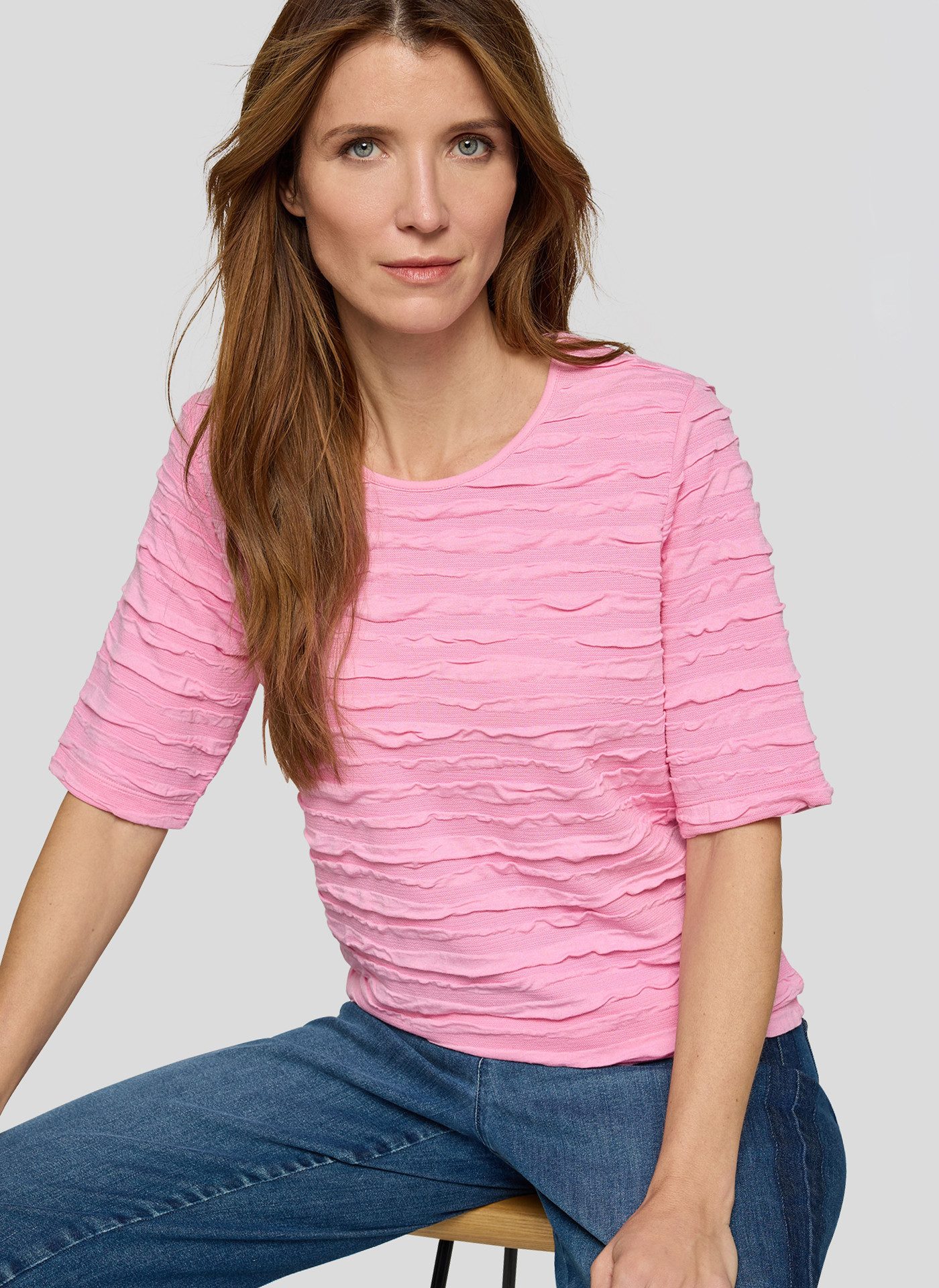 Rabe T-Shirt mit Struktur Muster günstig online kaufen