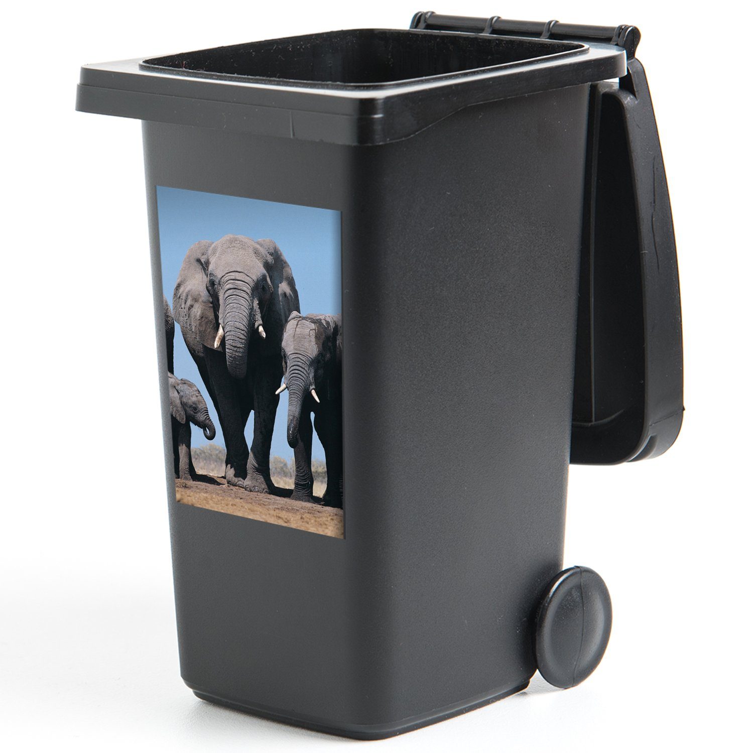Abfalbehälter Wandsticker - Prärie Mülltonne, - Container, - (1 Mülleimer-aufkleber, Natur St), Tiere MuchoWow Elefant Sticker,