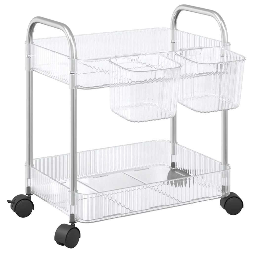 vidaXL Küchenwagen 37 x 28 x 435 cm Küchenwagen Aufbewahrungswagen 2 Etagen Transparent 3