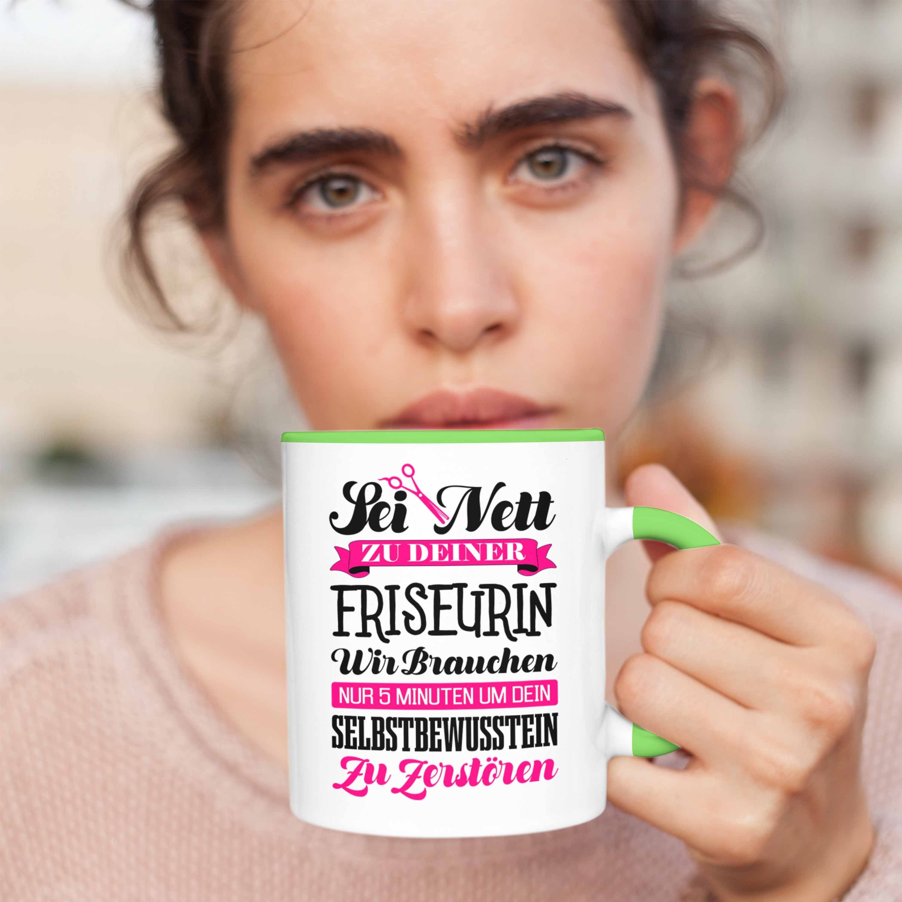 Kaffeetasse Trendation Frisörin Tasse Friseursaloneröffnung - Geschenk Zubehör Trendation Friseurin Spruch Tasse Friseur Geschenkideen Tassen Grün