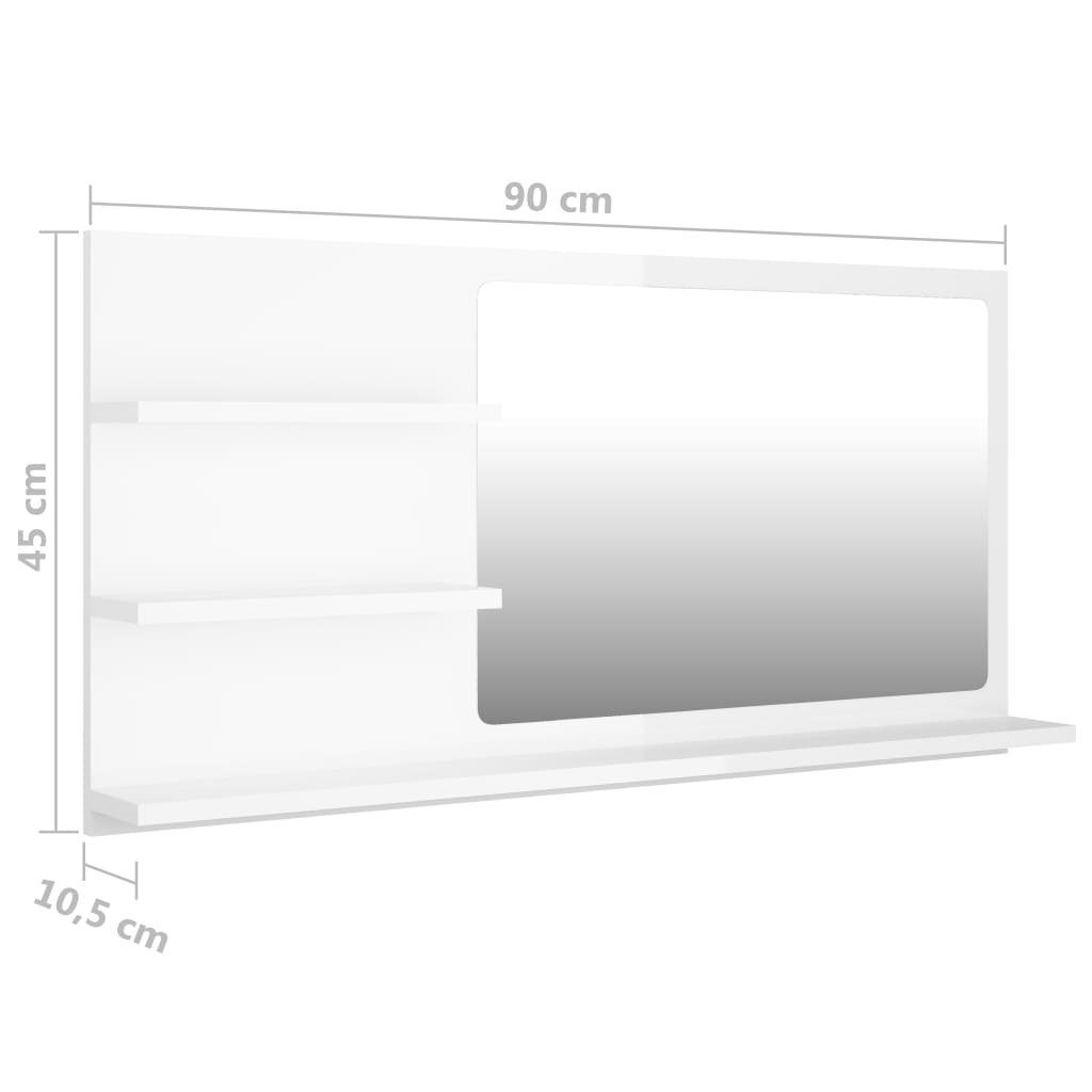 cm (1-St) Hochglanz-Weiß Badspiegel vidaXL Badezimmerspiegelschrank 90x10,5x45 Holzwerkstoff