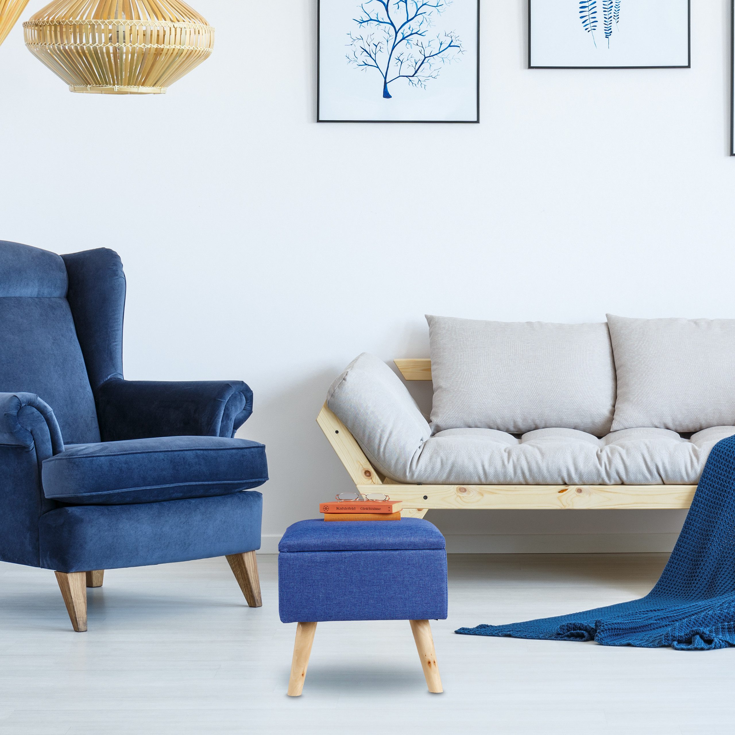 relaxdays Stauraumhocker Hocker mit Stauraum, Blau günstig online kaufen