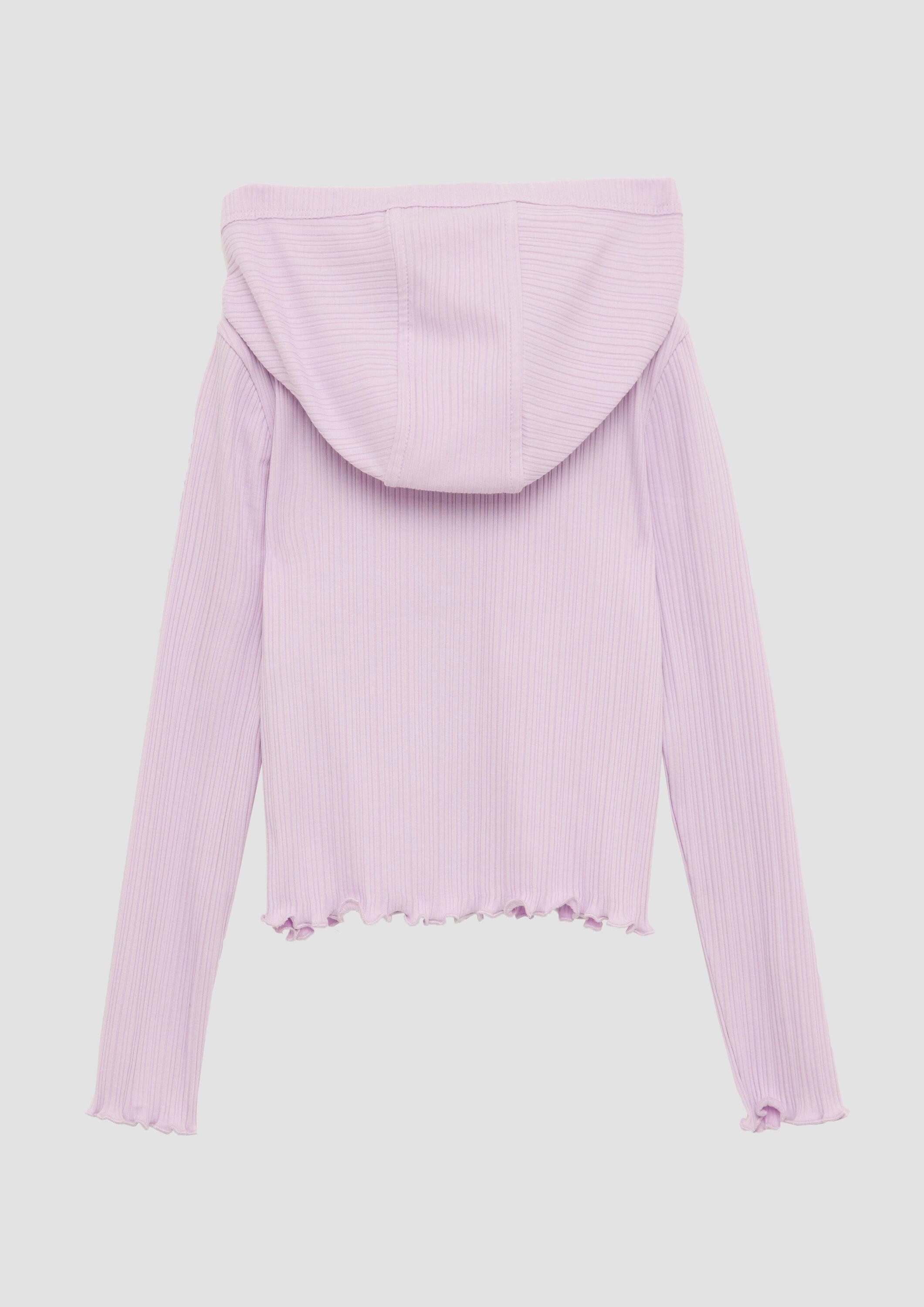 s.Oliver Sweatjacke Sweatshirt Jacke Verkürzte Sweatjacke mit Rippstruktur
