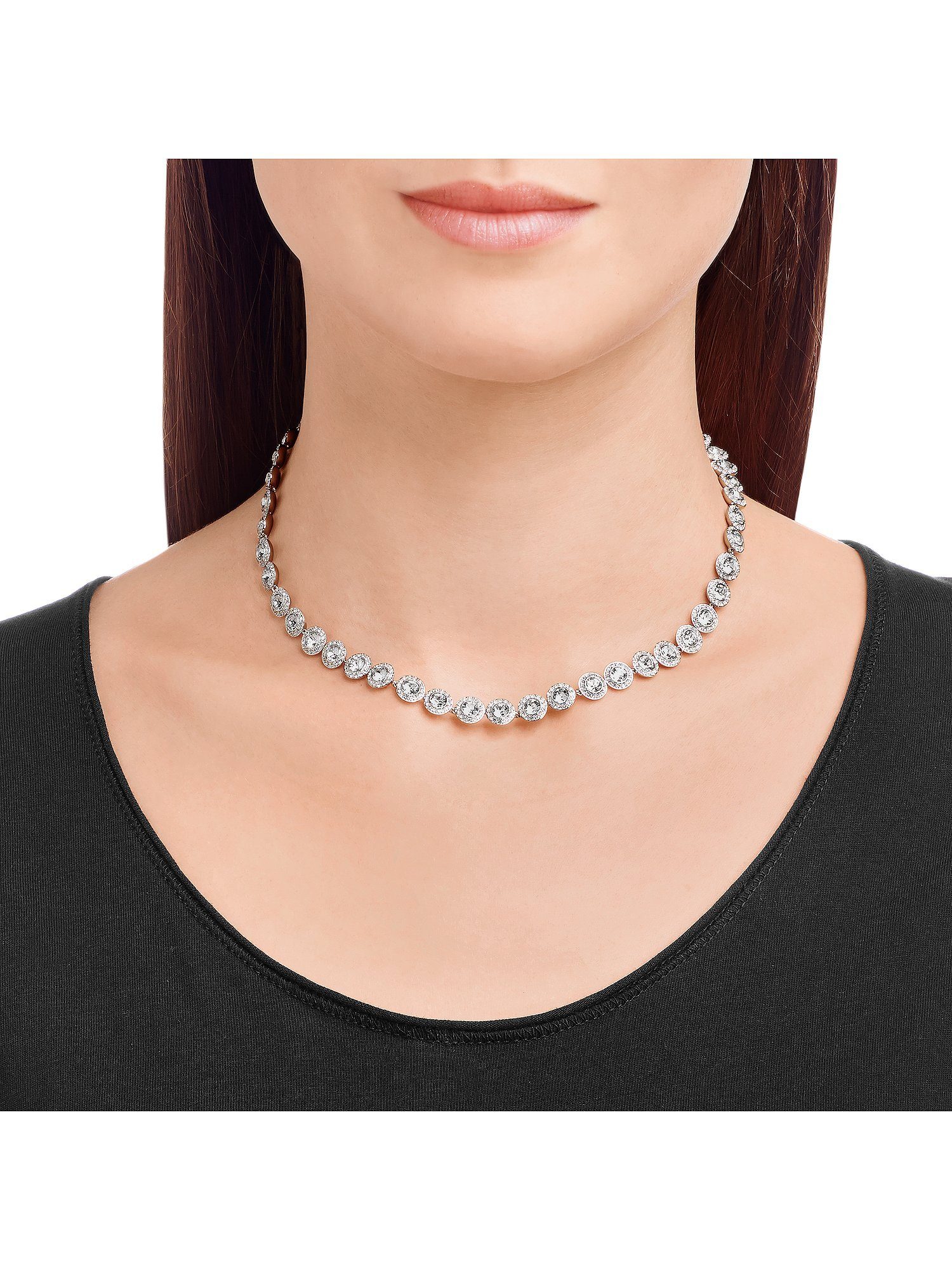 Swarovski Collier Swarovski Damen-Kette Metall Swarovski-Kristall günstig online kaufen