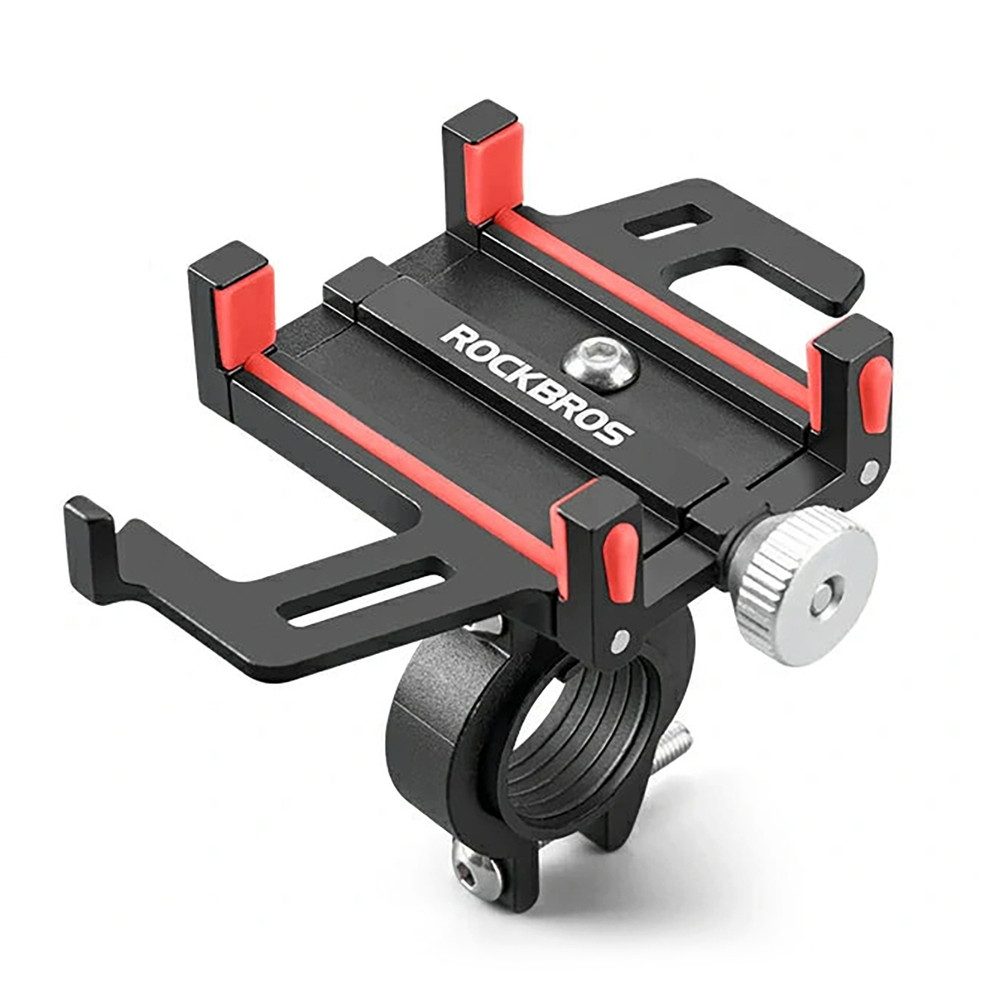 ROCKBROS Handy-Halterung Fahrradhalterung Lenkerhalterung Smartphonehalter, (Spar-Set, 1-tlg., 22,2-31,8 mm drehbar, Fünf-Punkt-Halt, 360° drehbar, Aluminium)
