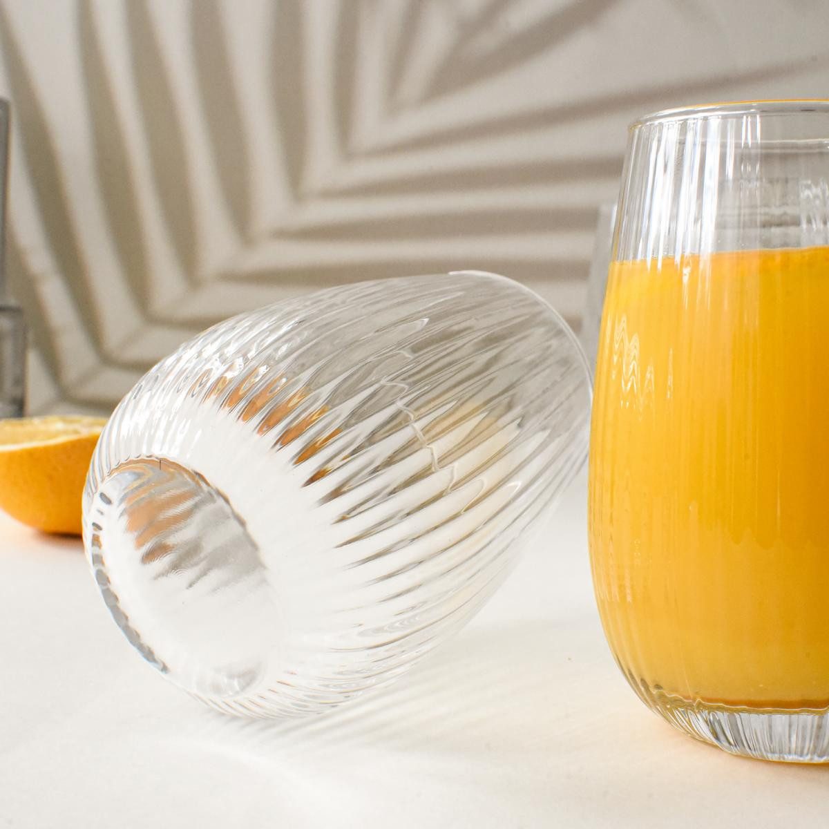 Sendez Cocktailglas 6 Trinkgläser 350ml (max. 400ml) geriffelte Oberfläche Cocktailgläser, 6-tlg., Glas