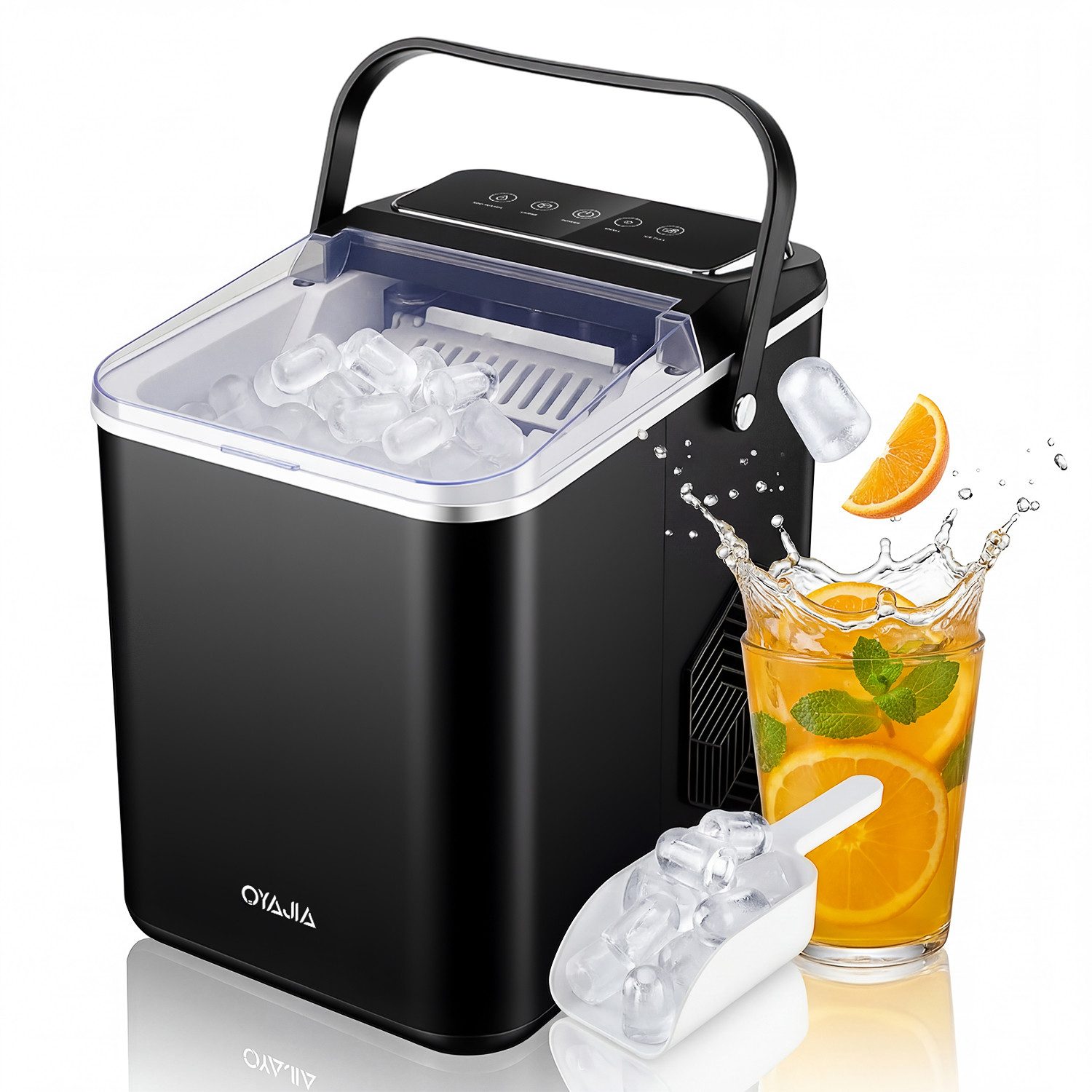 oyajia Eiswürfelmaschine Kleine Eiswürfelmaschine, 9 Eiswürfel in 6 Minuten, 12 kg/24 Stunden, selbstreinigende, Eiswürfelmaschinen für Zuhause, Küche, Büro und Bar