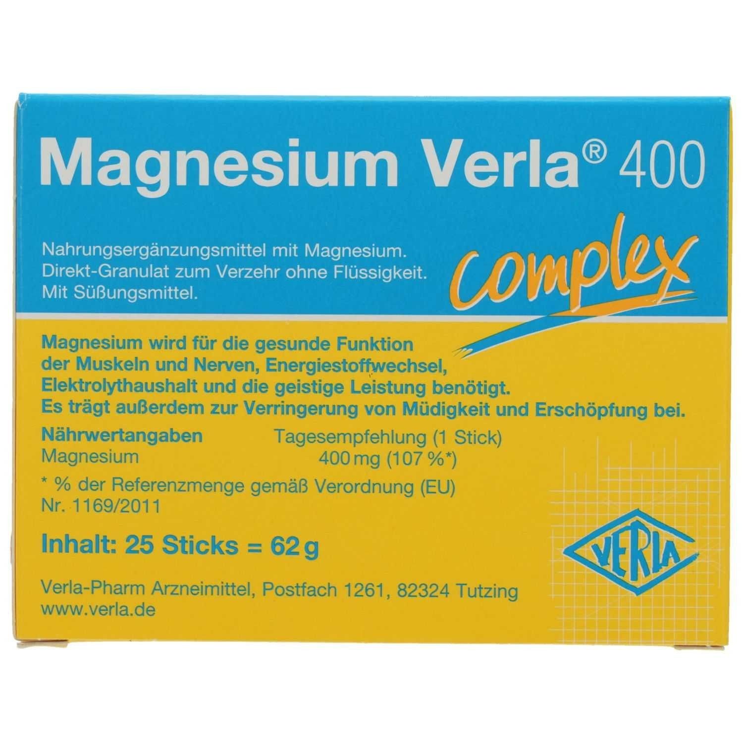 Verla Magnesium Verla 400 Zitrone Direkt-Granulat – 25 Stück Granulat in Sticks
