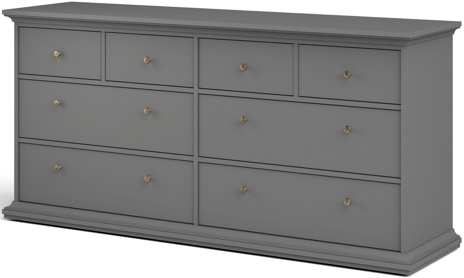 Home affaire Kommode Paris, Aufbewahrung, Schubladenschrank, Stauraum, mit 8 Schubladen, Landhausstil, Elegant, geräumig, Breite 184 cm, Höhe 87 cm