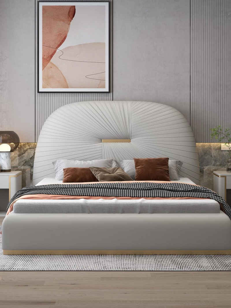 JVmoebel Bett Hotel Luxus Bett Weißes Schlafzimmer Englische Betten 180x200cm (1-tlg., 1x nur Bett ohne Nachttische), Made in Europa