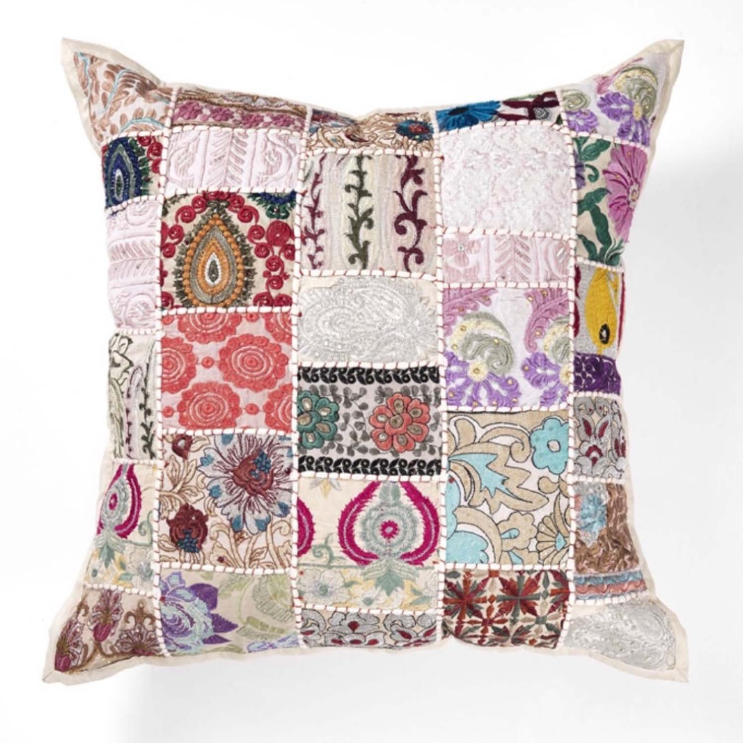 Casa Moro Dekokissen Orientalisches Patchwork Kissen Mar 40x40 cm aus Baumwolle, Besticktes Zierkissen