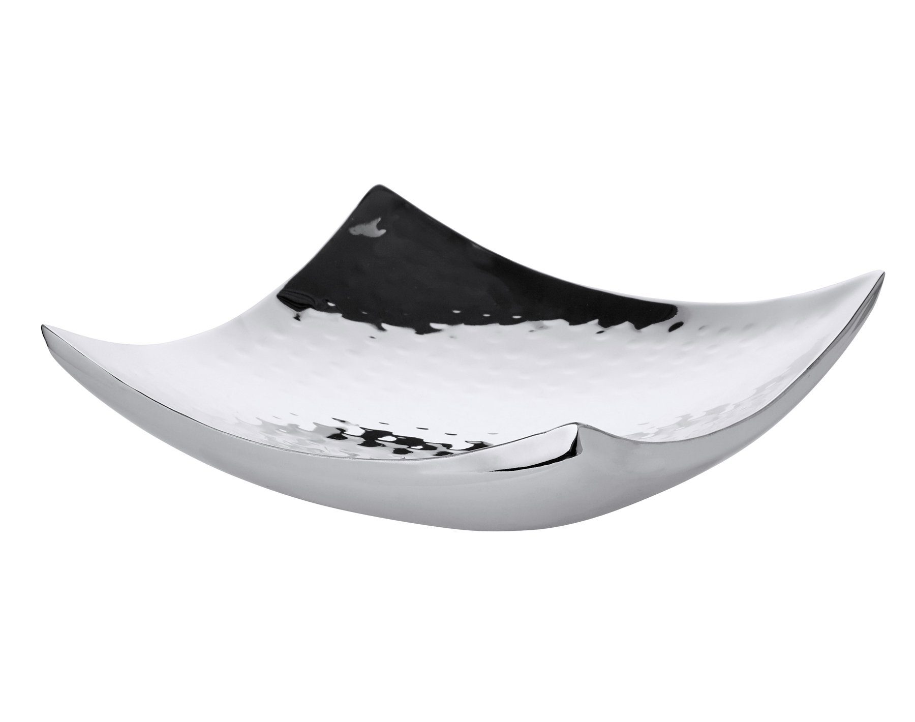 EDZARD Servierschale Dallas, Edelstahl, Schale, quadratisch, Silber-Optik, hochglanzpoliert, H 5 cm
