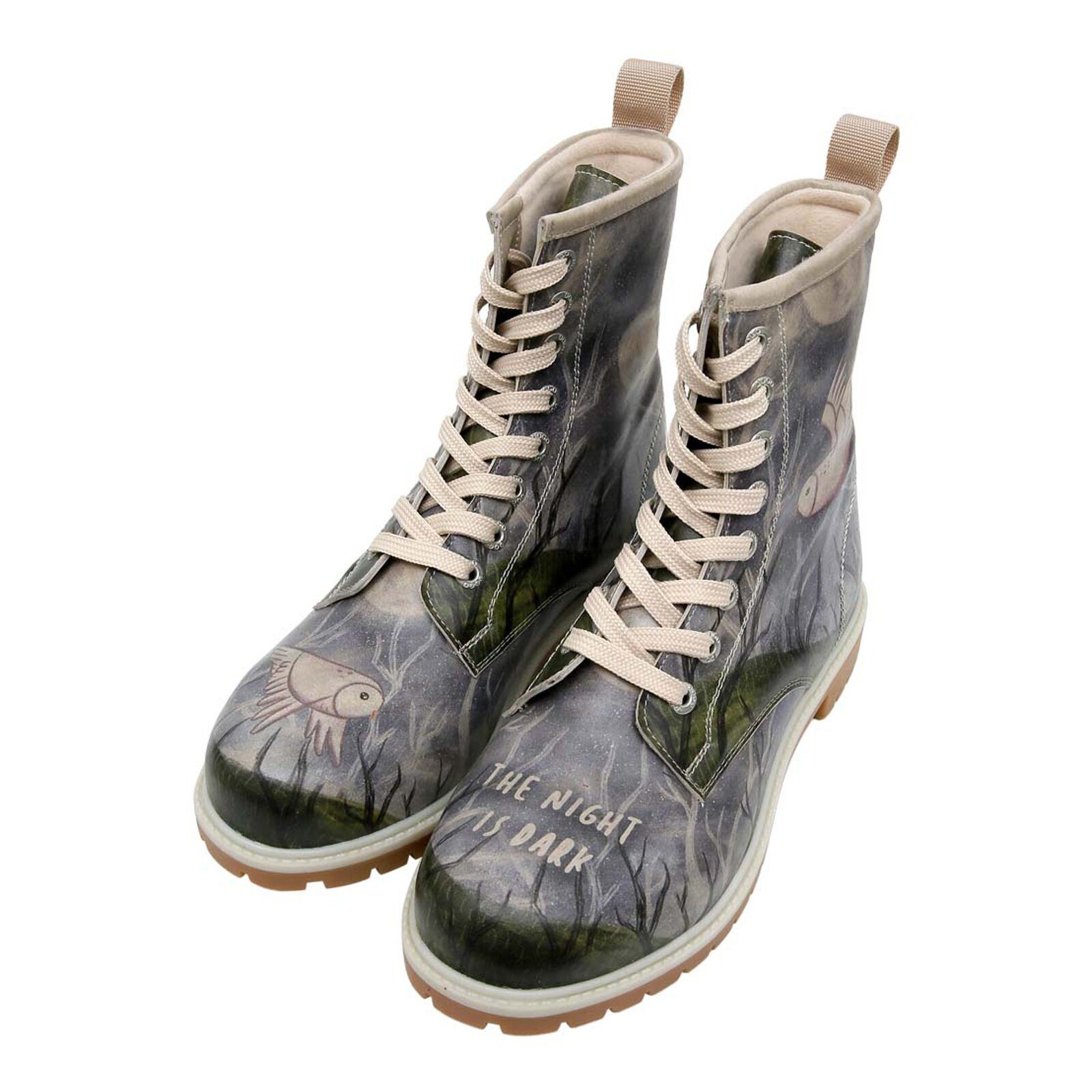 DOGO Long Boots Schnürstiefel The Night Is Dark Damen Stiefeletten, Schnürb günstig online kaufen