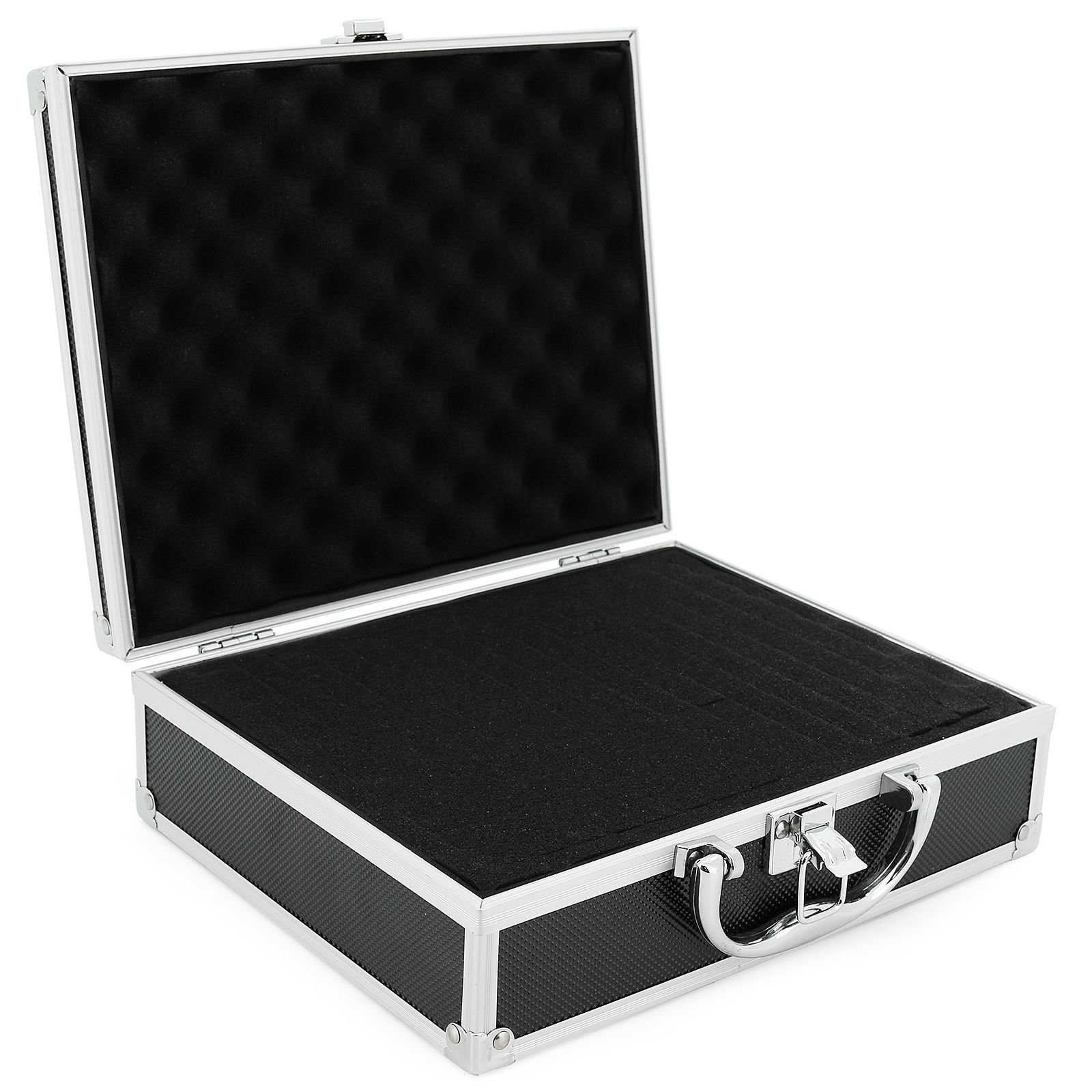 Box Werkzeugkoffer Farben Tools Koffer mit Aluminium verschiedene ECI (LxBxH Schwarz Schaumstoffeinlage