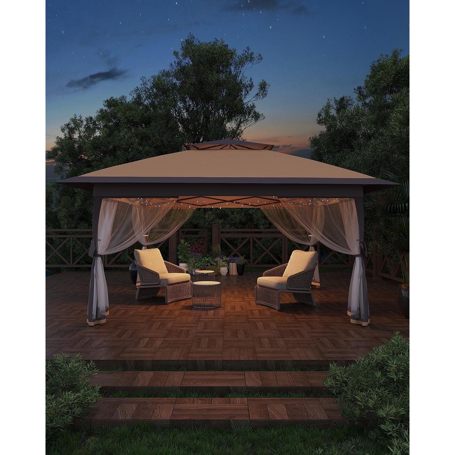 LuxusKollektion Faltpavillon Faltpavillon 3x3m Moskitonetz Beige