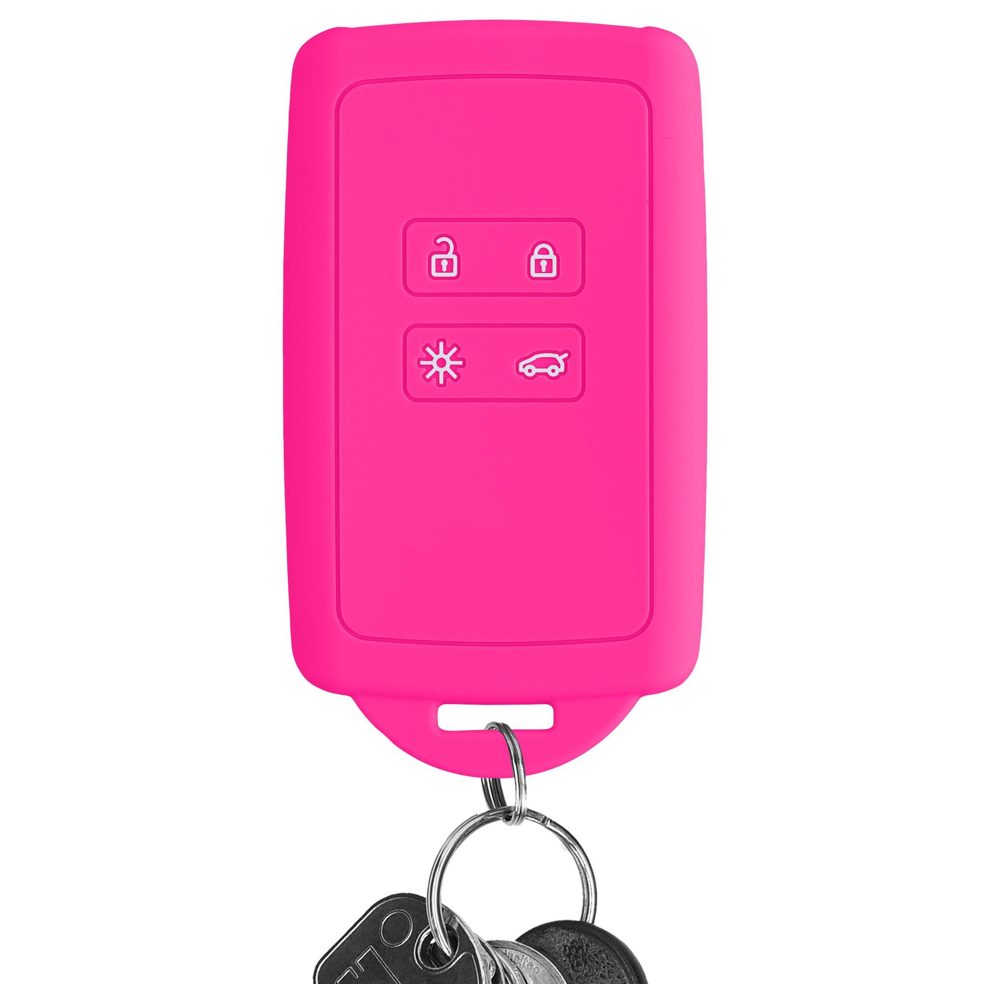 für Schlüsseltasche Schutzhülle Neon kwmobile Silikon Hülle Schlüsselhülle Renault, Autoschlüssel Pink