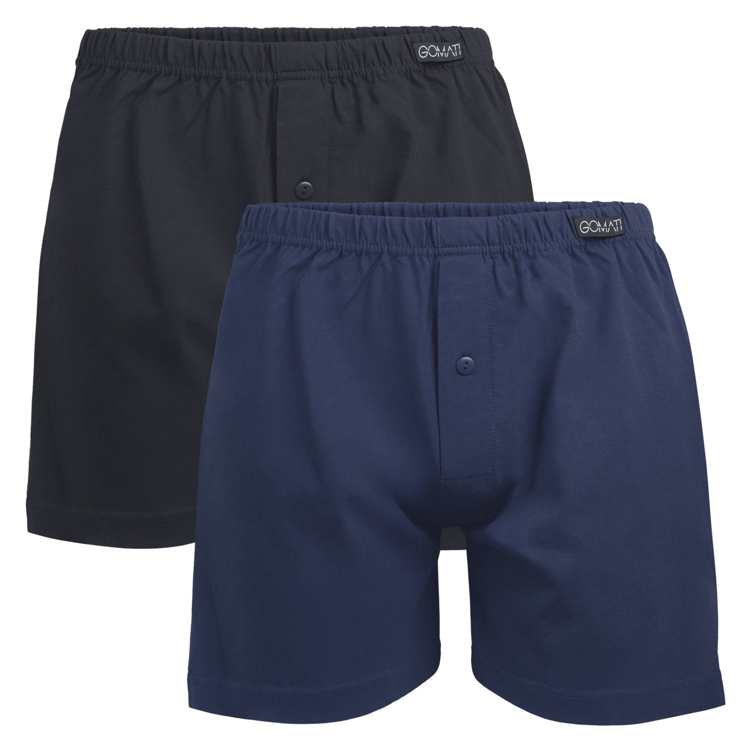 Herren Jersey 1x Boxershorts Boxershorts Baumwolle Stretch Gomati aus Schwarz (1x (2er Mix Pack) Navy) + Shorts Deep