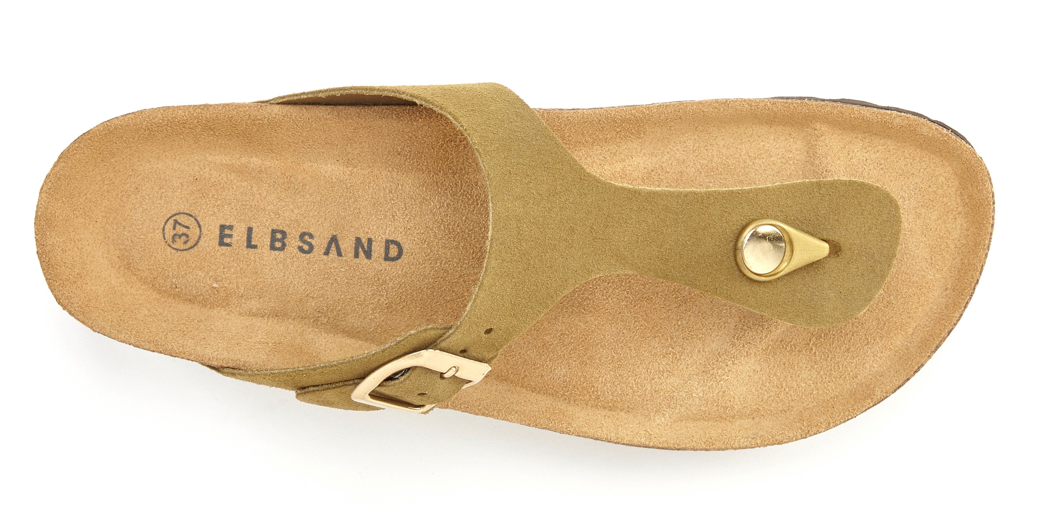 Elbsand Mule, Sandale, offener Schuh, Lederpantolette, Sommerschuhe Pantolette Zehentrenner aus hochwertigem Leder mit Komfortkorkfußbett