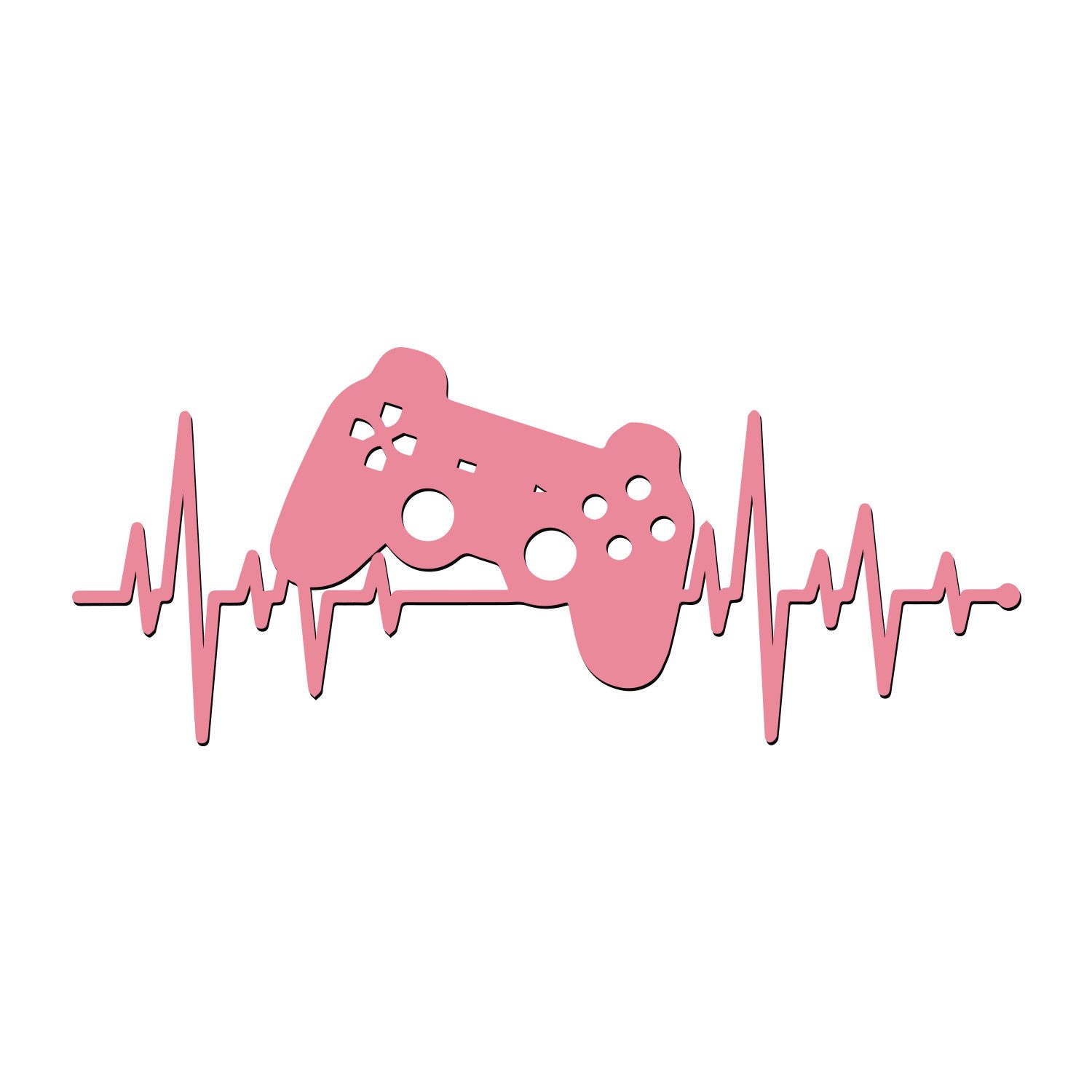 Namofactur 3D-Wandtattoo Holz 3D Wandtattoo Wanddeko Gamer Herzschlag, Gaming Controller Wandtattoo aus Holz, Wandgestaltung für Gamer