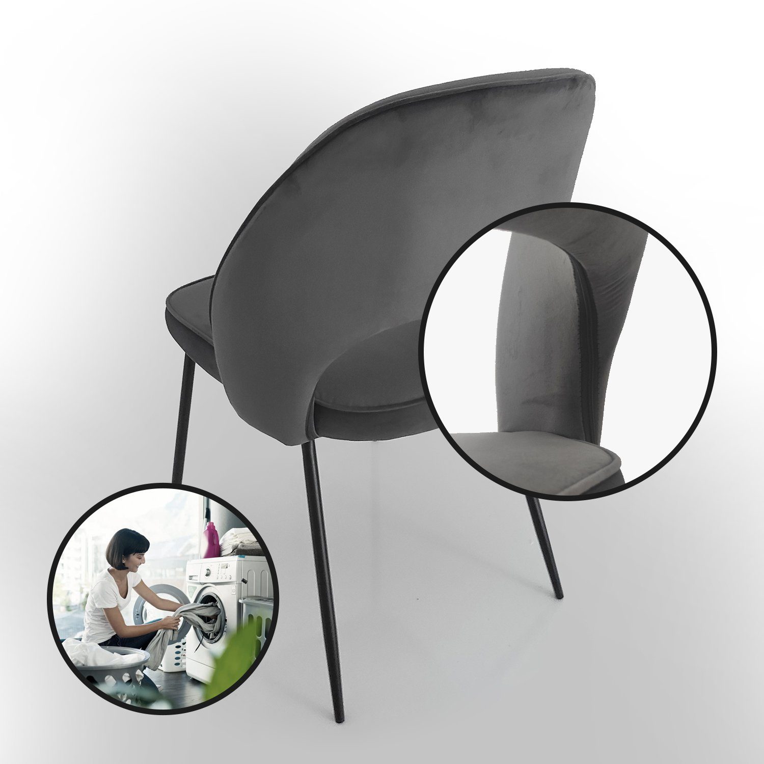Esszimmerstuhl Küchenstuhl aus Metallbeine ergonomisch, Esszimmerstuhl (Samtbezug, Sperrholz, St), Set 2-4-6-8er Gestell Rückenlehne, DM-Handel mit Stuhl 2 Küchenstuhl,