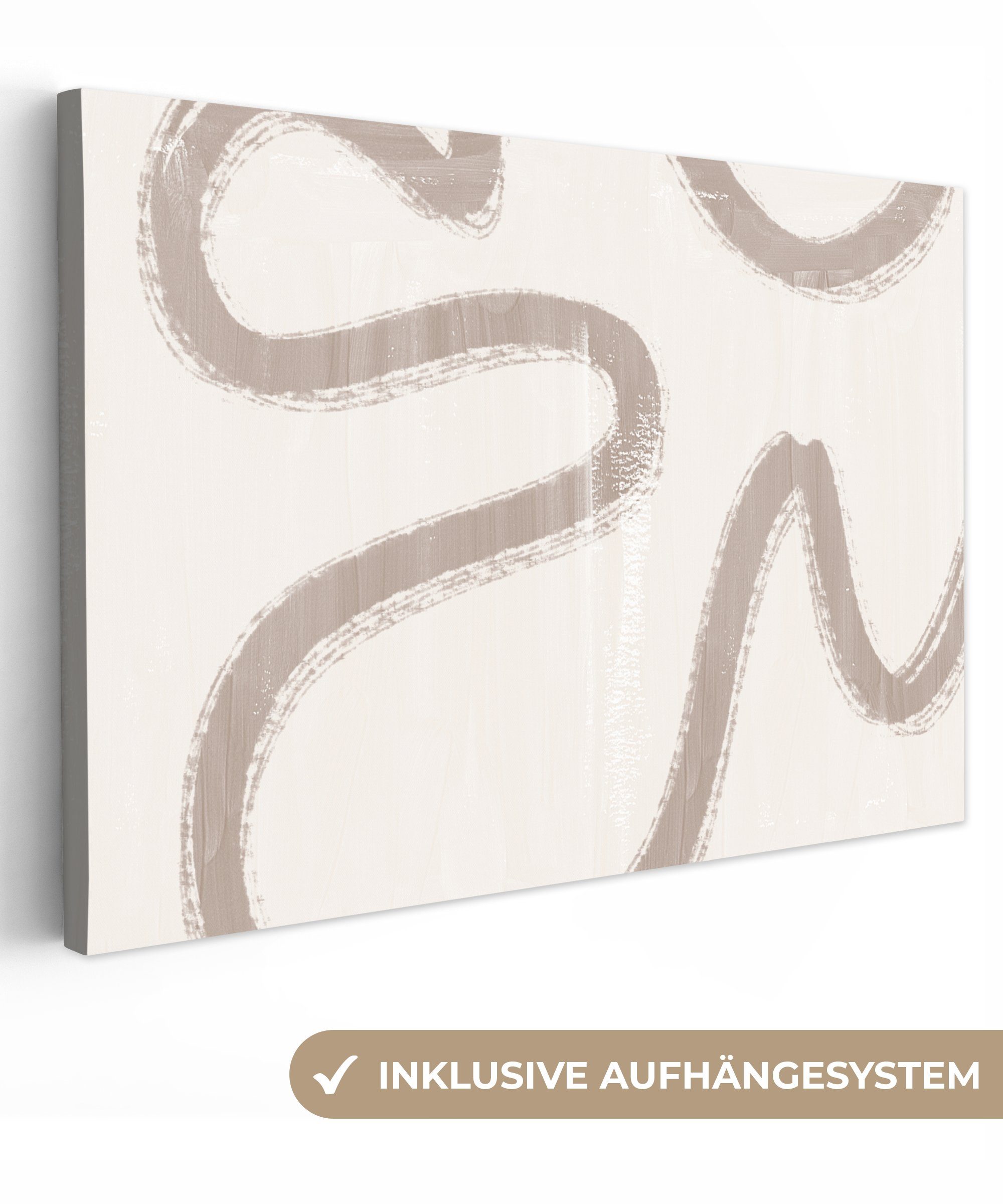 OneMillionCanvasses® Leinwandbild Moderne Kunst - Beige - Abstrakt, (1 St), Wandbild Leinwandbilder, Aufhängefertig, Wanddeko, 30x20 cm