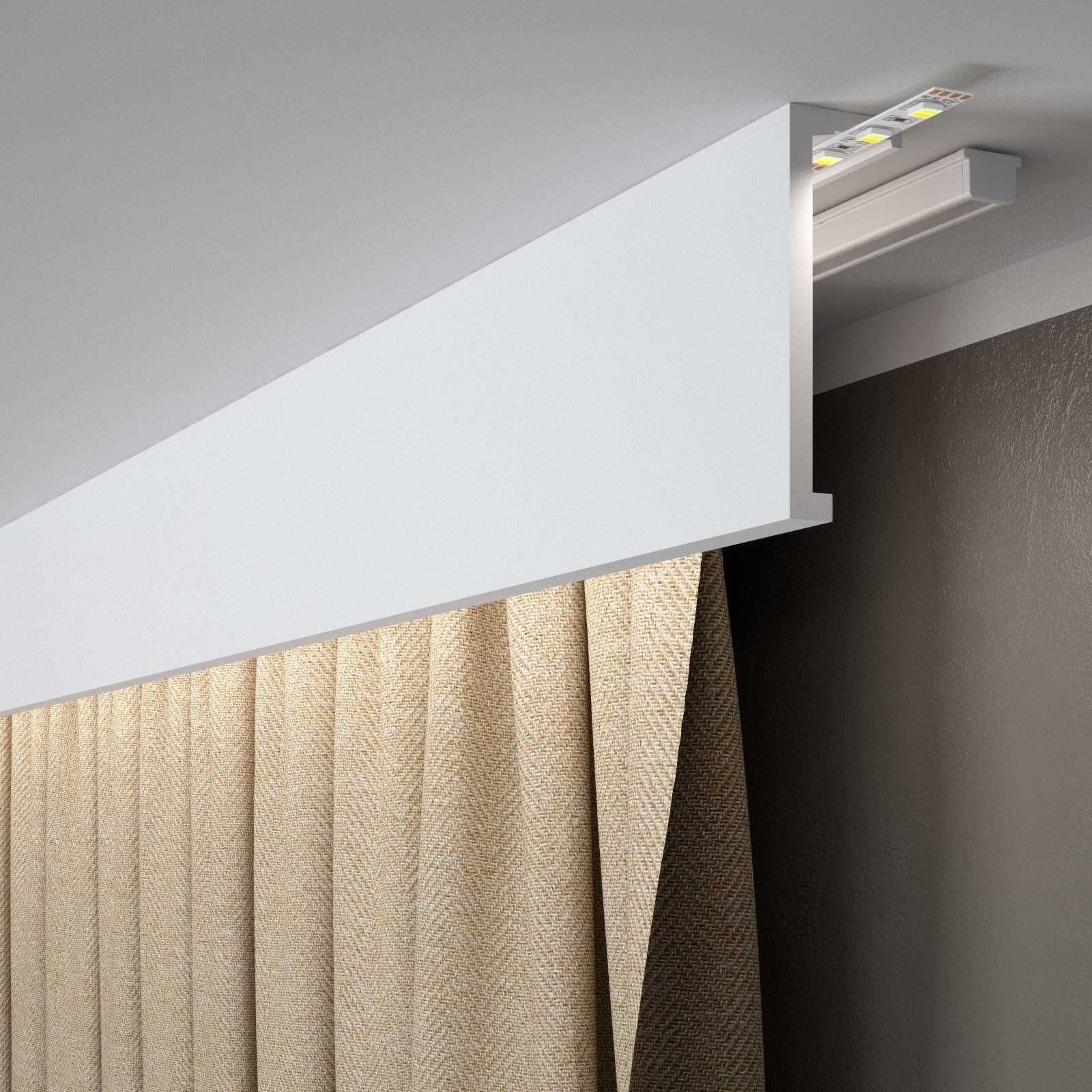 PROVISTON Stuckleiste Polystyrol, 40 x 120 x 2000 mm, Weiß, Vorhangleiste, günstig online kaufen