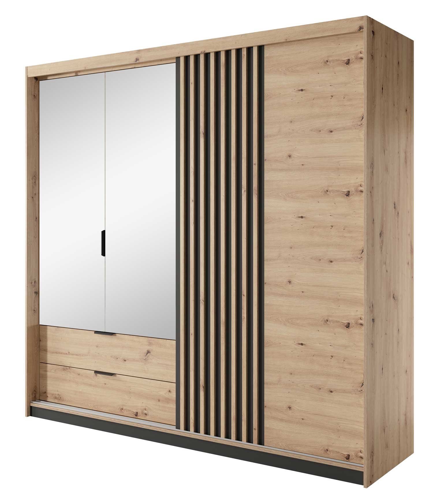Feldmann-Wohnen Kleiderschrank Tally (Tally, 1-St., Kleiderschrank 3-türig) 220x60x210cm Artisan Eiche anthrazit
