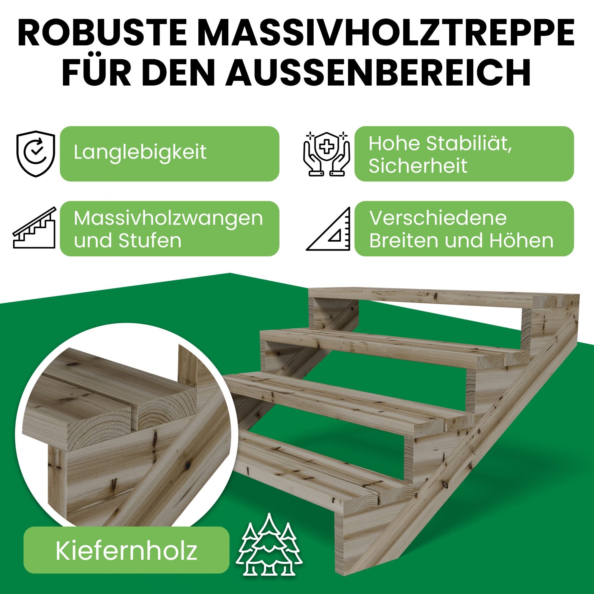Gartenwelt Riegelsberger Außentreppe Terrassentreppe Kiefer kesseldruckimpr günstig online kaufen