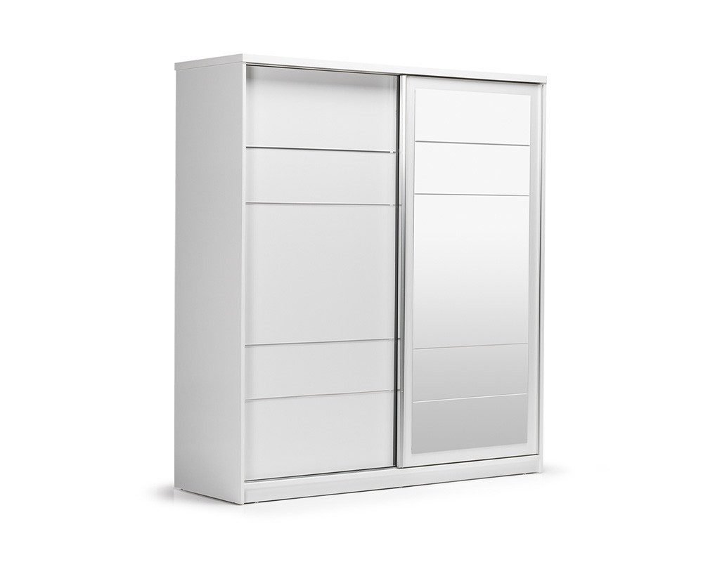 Xlmoebel Kleiderschrank Holz Anbauschrank mit Spiegel in Weiß von XLMOEBEL (Kleiderschrank, 1-St., Kleiderschrank) Made in Europa