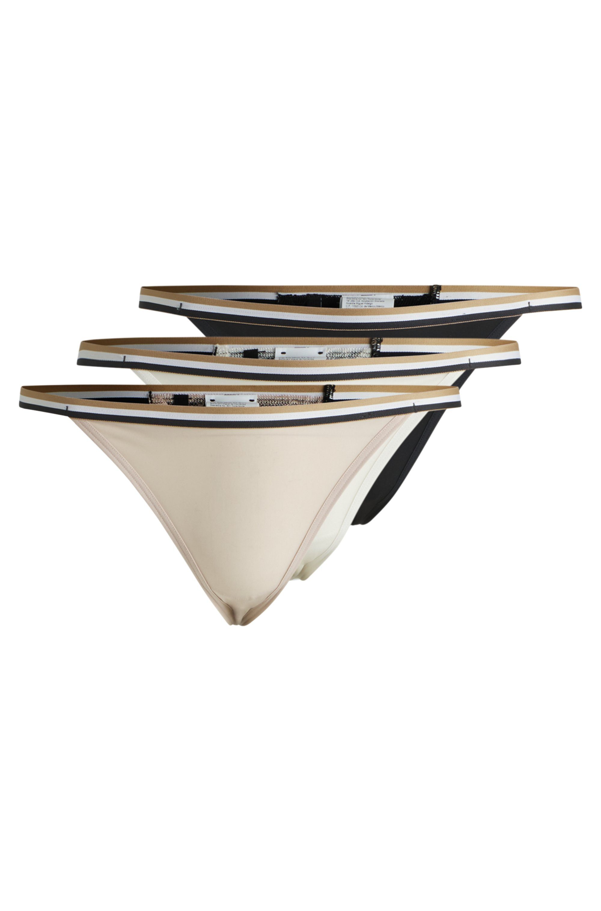 BOSS Tanga 3P STRING LACE (Packung, 3-St., 3er-Pack) mit Spitzendetails, sportlich gestreifter Bund