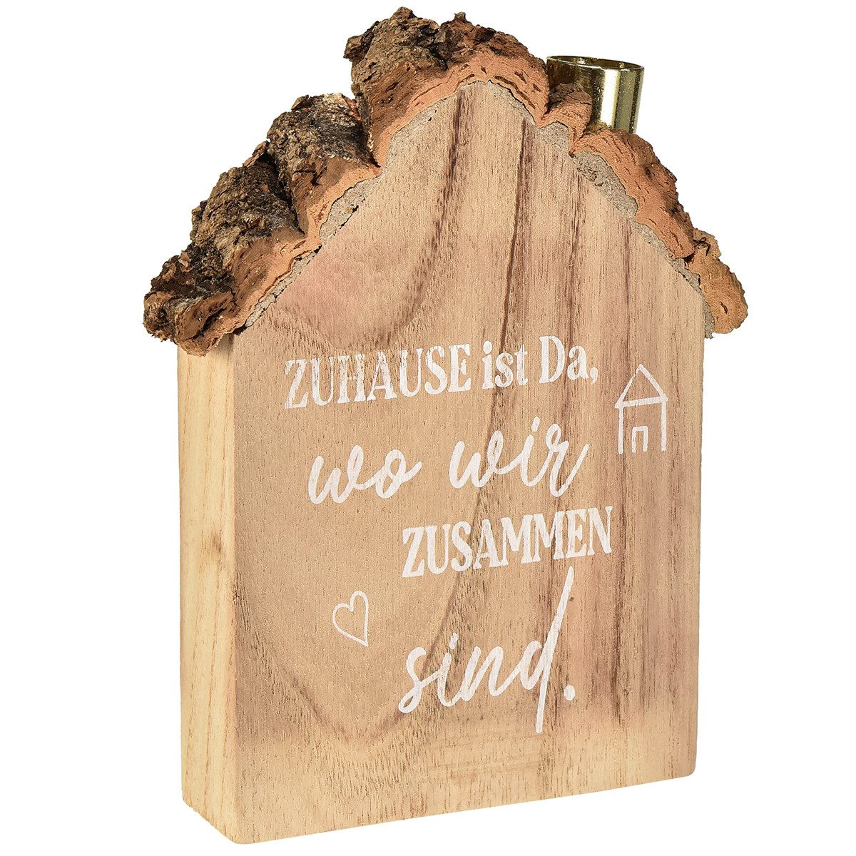 Florists Products Kerzenhalter Rustikaler Holzkerzenhalter mit herzlichem Spruch für