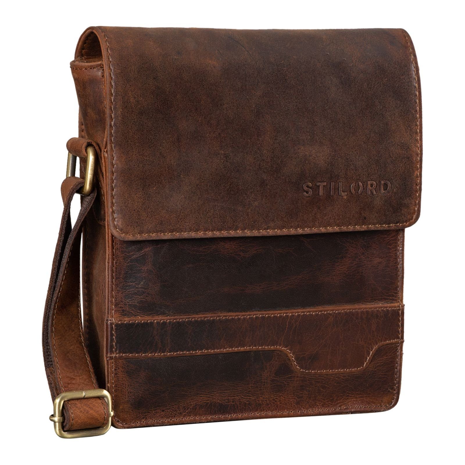 STILORD Messenger Bag "Sven" Herrenhandtasche Leder Umhängetasche kansas - braun