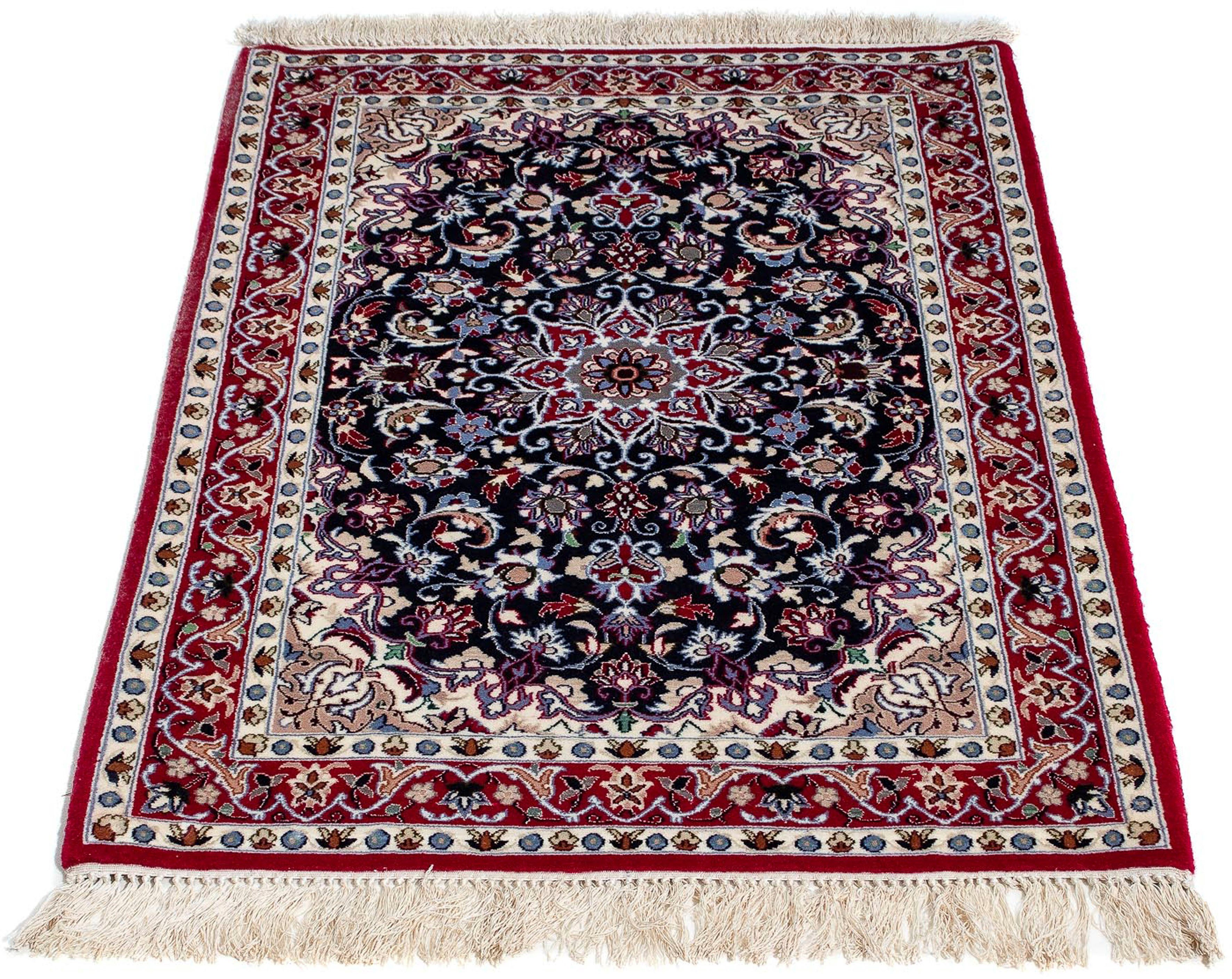 Orientteppich Perser - Isfahan - Premium - 104 x 73 cm - dunkelrot, morgenland, rechteckig, Höhe: 6 mm, Wohnzimmer, Handgeknüpft, Einzelstück mit Zertifikat