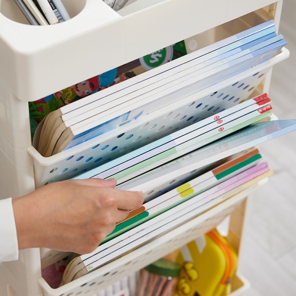 Creliv Bücherregal Rollregal Bücherwagen Smart – mobiles Bücherregal für Schule & Ordnung, Leichtes Bewegen, flexible Anordnung – Bild 5 von 5