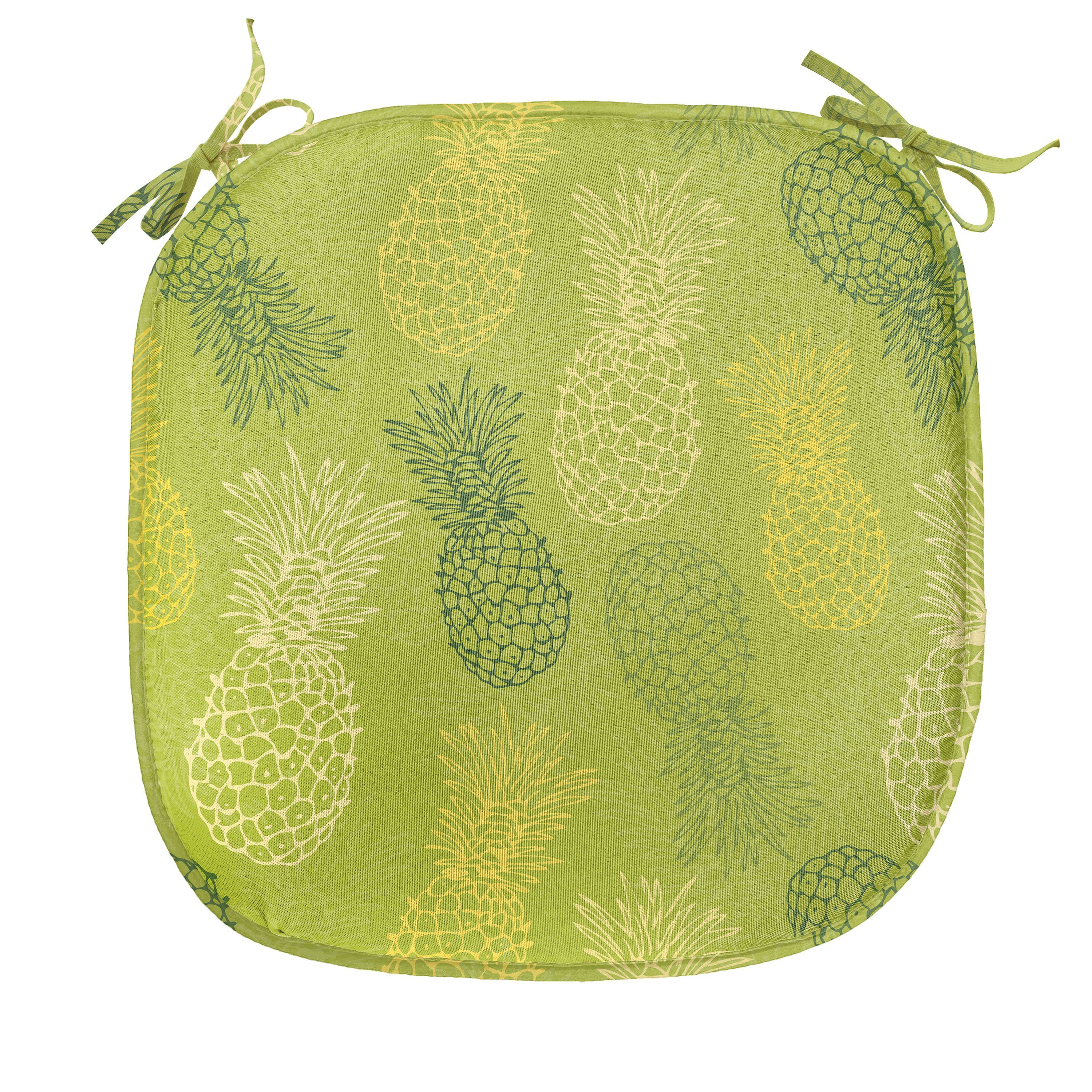 Abakuhaus Stuhlkissen Dekoratives wasserfestes Kissen Ananas für Blatt tropische Grünes mit Riemen Küchensitze