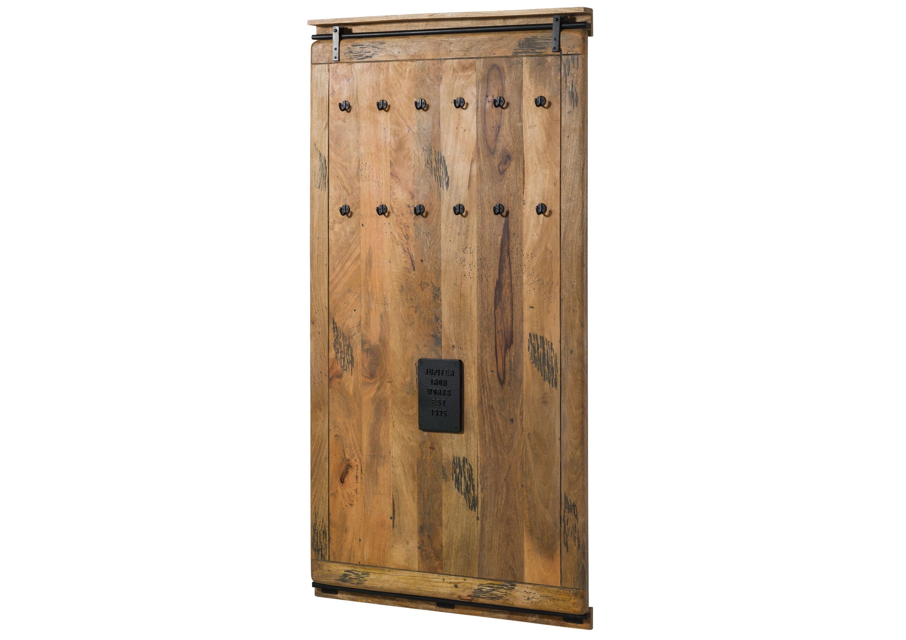 Massivmoebel24 Wandgarderobe RAILWAY (Wandgarderobe Mango 100x8x190 natur lackiert RAILWAY #1008), Wandgarderobe Mango 100x8x190 natur lackiert RAILWAY #1008
