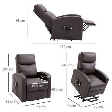 HOMCOM Relaxsessel Sessel mit Aufstehhilfe, Elektrischer Massagesessel (Aufstehsessel, 1-St., Fernsehsessel), bis 120 kg belastbar
