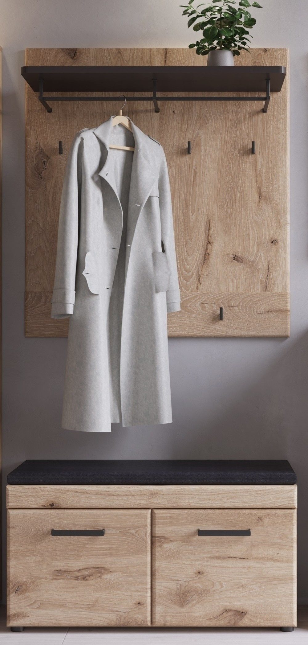 freiraum Garderoben-Set Grano, (2-teilig), (2-teilig) Viking Eiche Dekor - 93x195x38 (BxHxT)