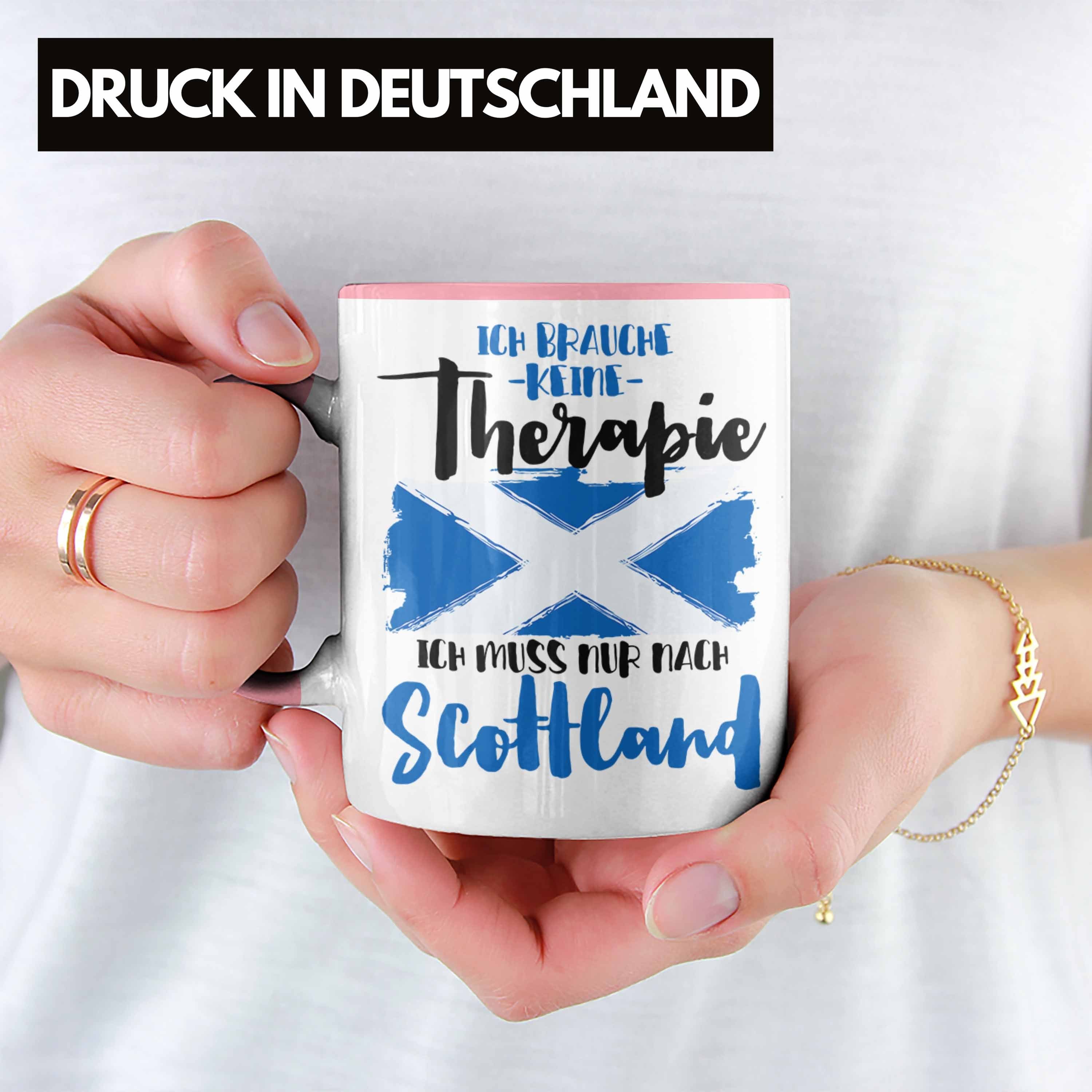 Trendation Tasse Schottland Tasse Grafik Lustig Scottland Rosa Geschenkidee Geschenk Spruch