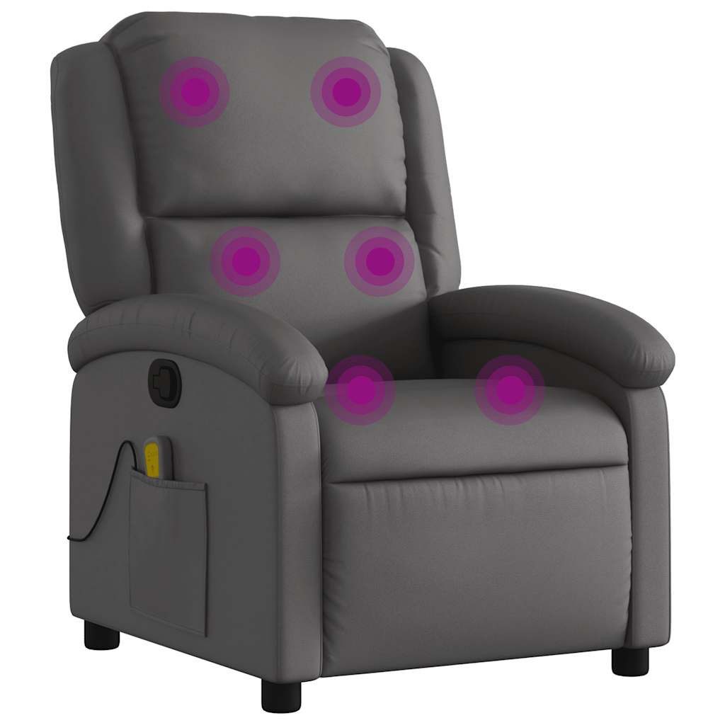 vidaXL Sessel Massagesessel Grau Echtleder (1-St) günstig online kaufen