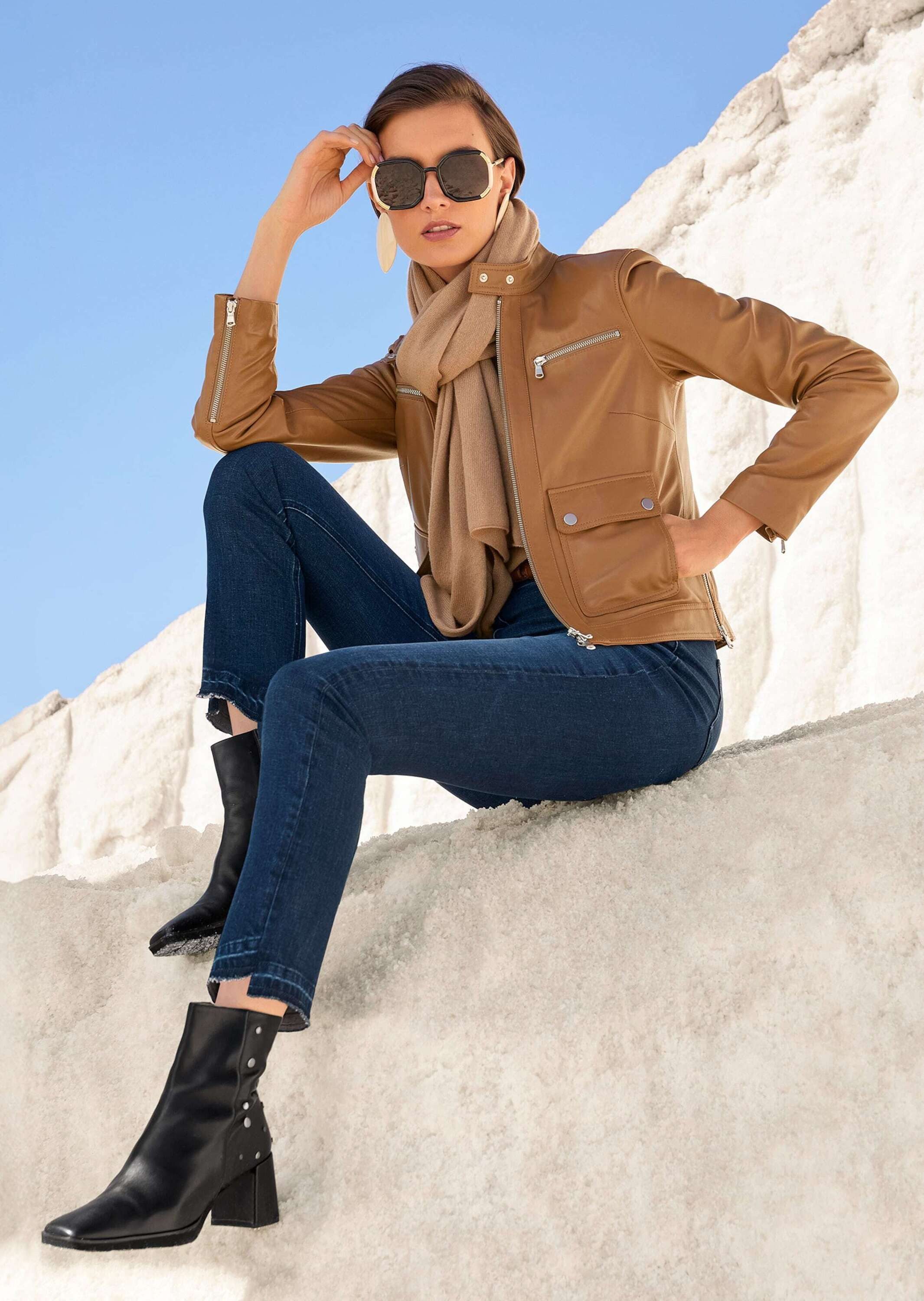 MADELEINE Lederjacke Biker-Jacke aus Lammnappa