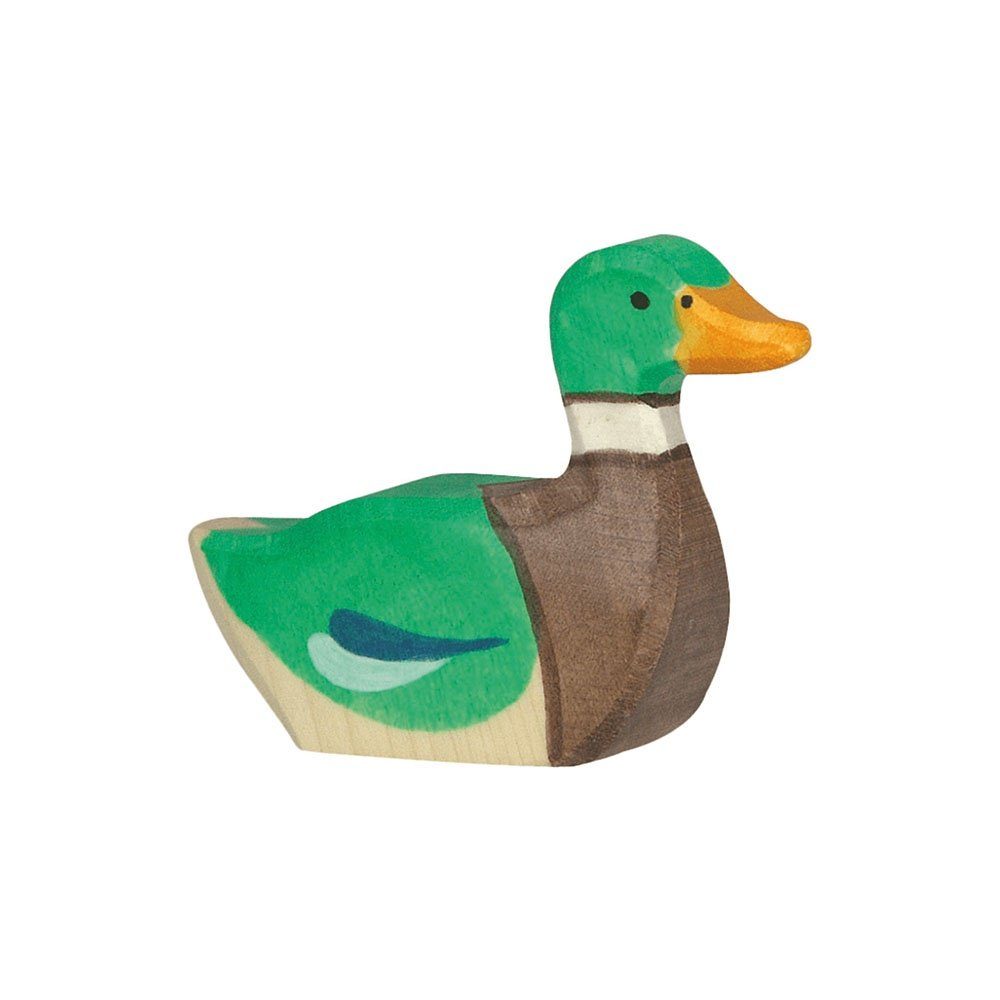 Holztiger Tierfigur HOLZTIGER Erpel aus Holz - schwimmend