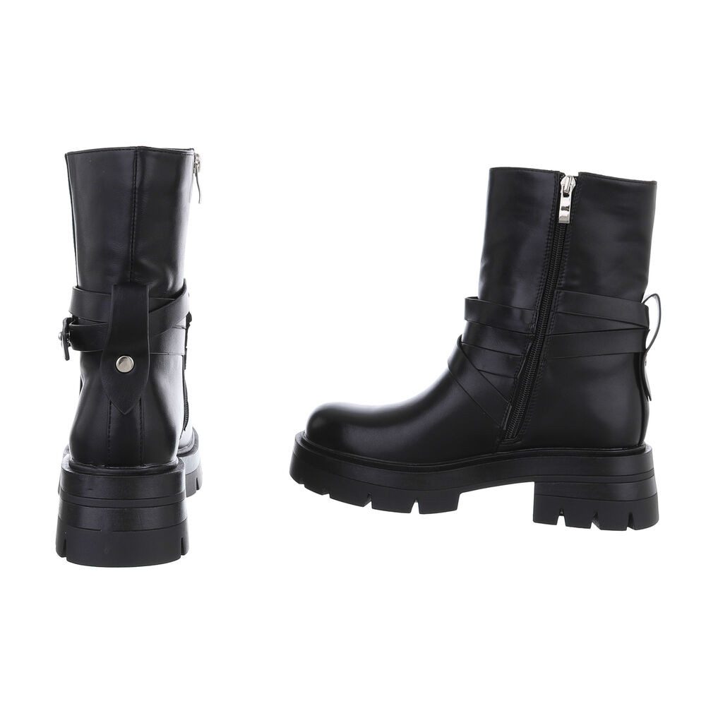 Ital-Design Damen Bikerschuhe Biker Westernstiefelette (87451927) Blockabsatz Stiefeletten in Schwarz – Bild 5 von 5