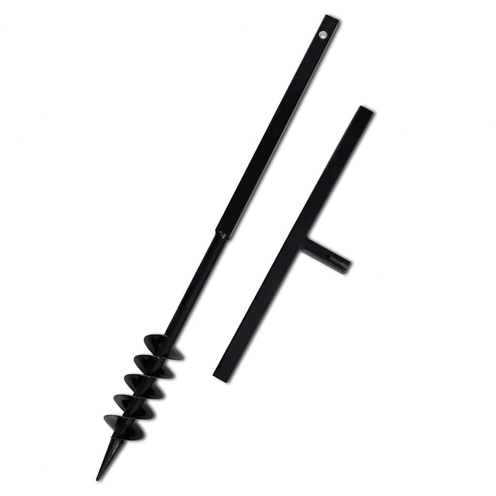 vidaXL Erdbohrer Bohrer mit Griff 80 mm Doppelspirale Schwarz, (1-tlg), Erdlochbohrer 80mm Brunnenbohrer Erdbohrgerät Brunnenbau Bohrgerät