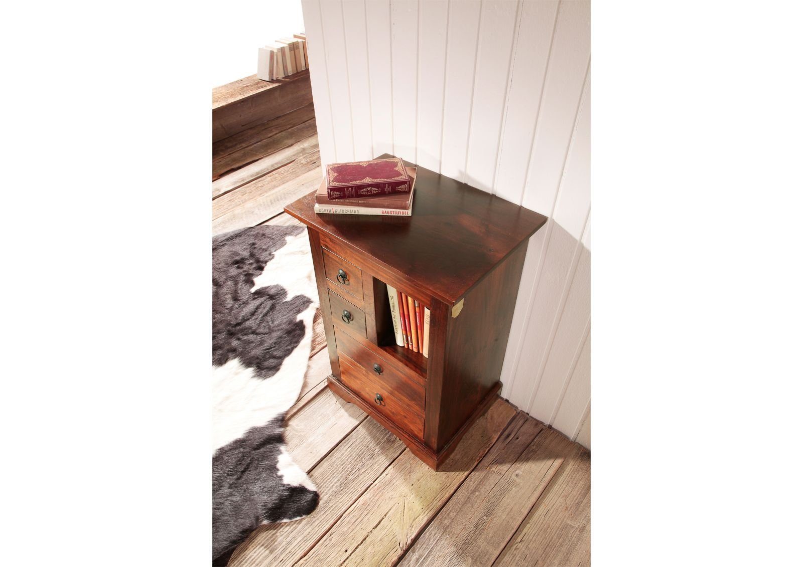 Massivmoebel24 Kommode OXFORD (Massivholz), Kommode Akazie 55x40x80 nougat lackiert OXFORD #503