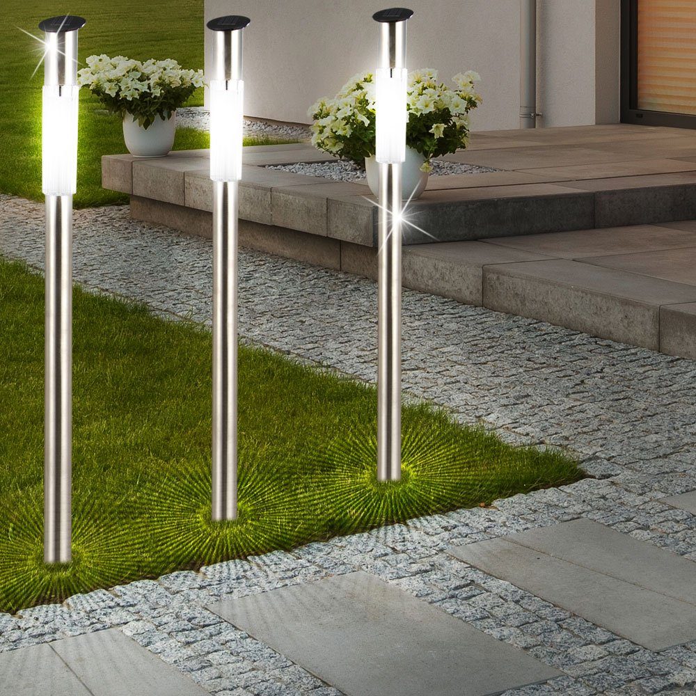 Garten Außen LED Steck fest Gartenleuchte, 7er Weg etc-shop Strahler Solar Set LED-Leuchtmittel LED Leuchten verbaut,