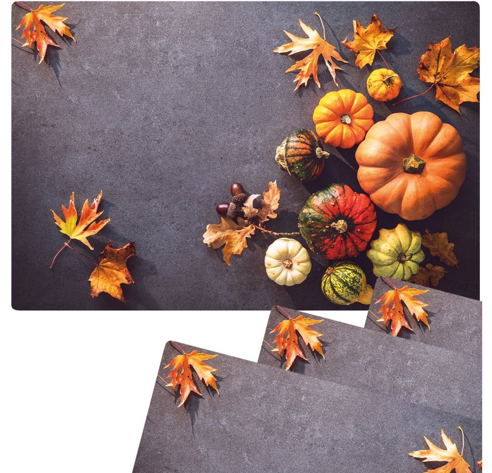 matches21 HOME & HOBBY Platzset Abwaschbare Tischsets 4er Set Herbst-Laub & Kürbisse, (4-St), Platzsets als Tisch-Untersetzer und Tisch-Deko für Esstisch Teller