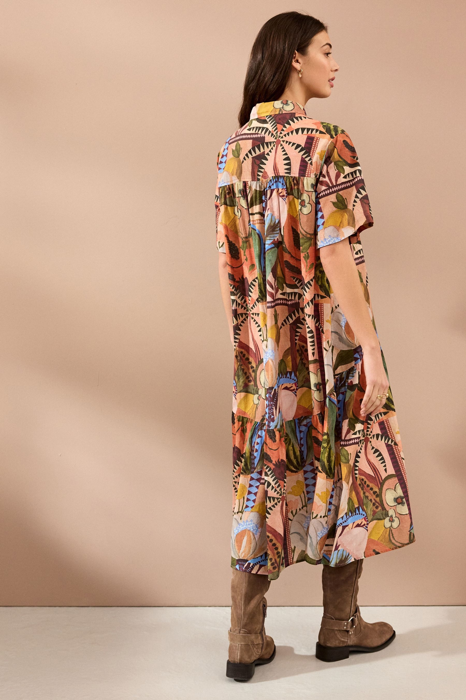 Next Maxikleid Kurzarm-Maxikleid aus Baumwolle mit günstig online kaufen