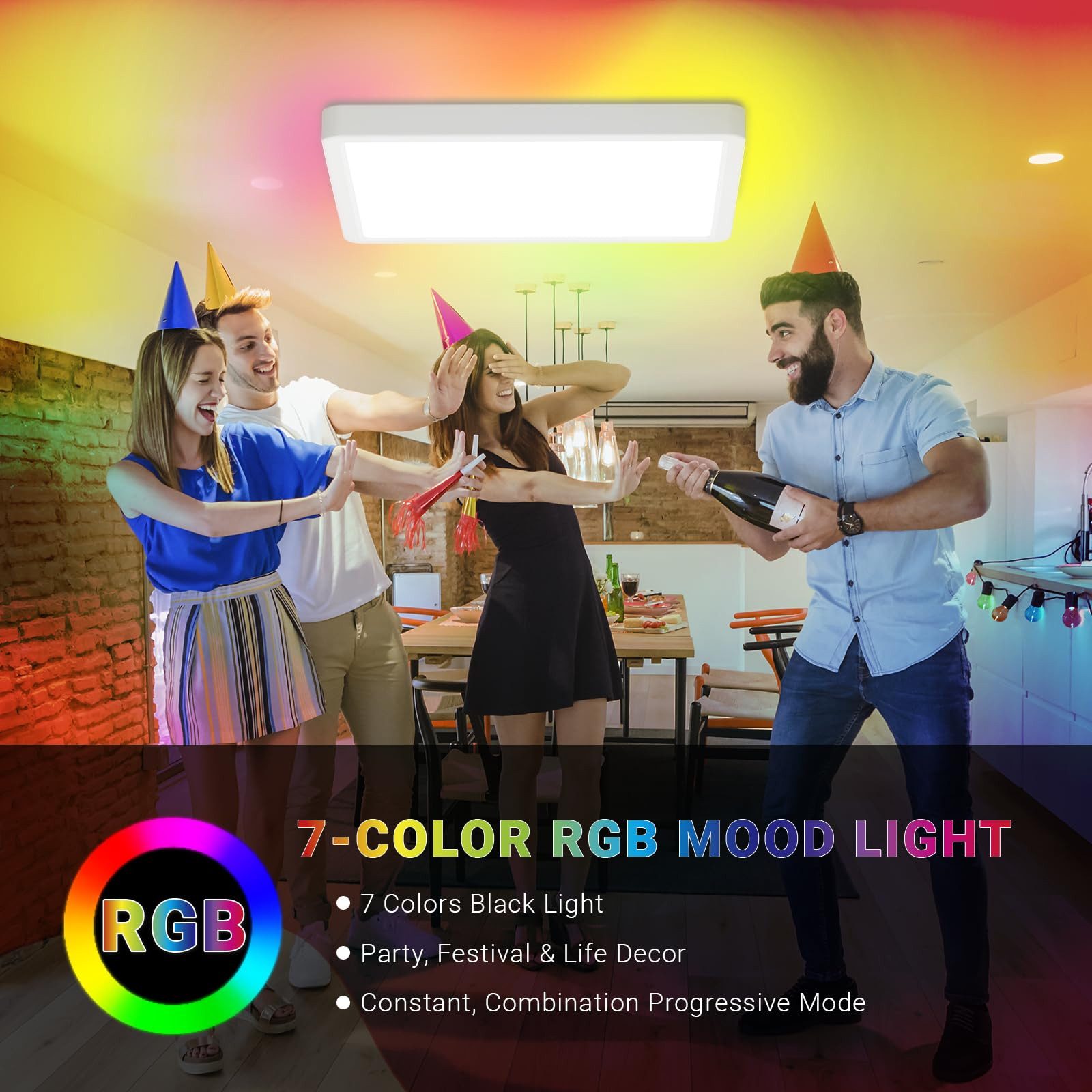 LQWELL Deckenleuchte LED Deckenlampe Dimmbar mit Fernbedienung, Flache Deck günstig online kaufen