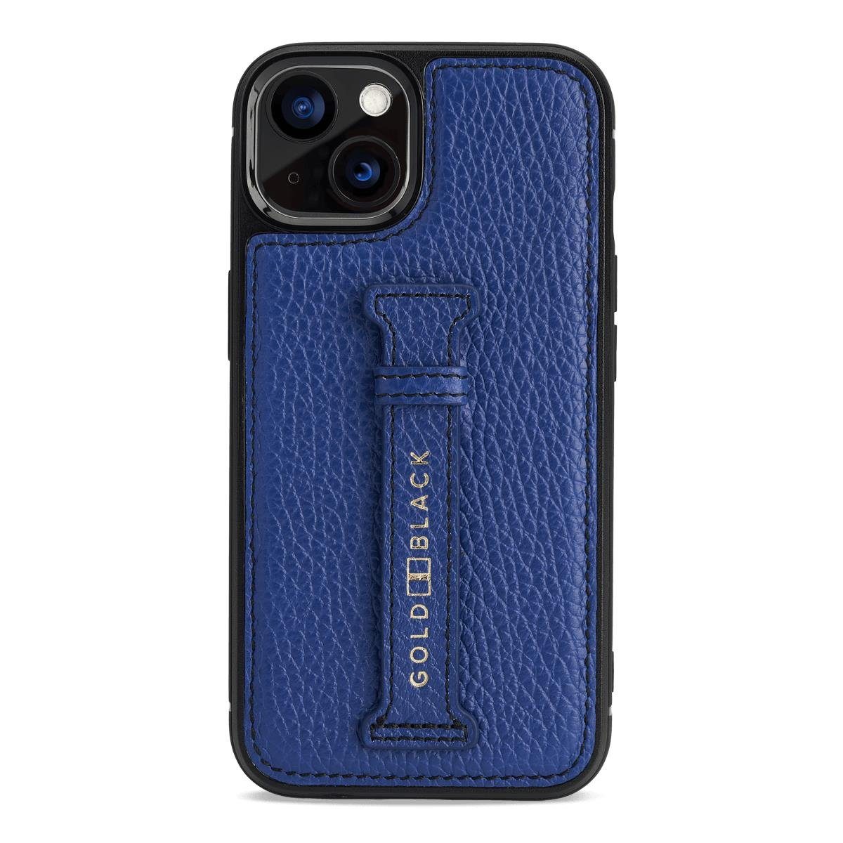 GOLDBLACK Handyhülle iPhone 13 Leder Case mit Fingerschlaufe Nappa blau 15,49 cm (6,10 Zoll)